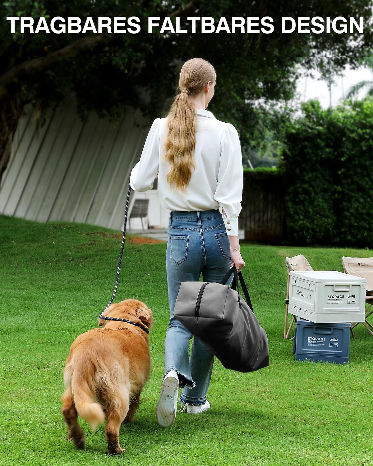 derimkcoa 106 * 78 * 78CM Hundebox faltbar, Hundetransportbox Auto für große Hunde bis 36 kg, tragbare Soft-Hundebox mit reißfesten Netzfenstern, Plüschmatte und Tragetasche,Grau