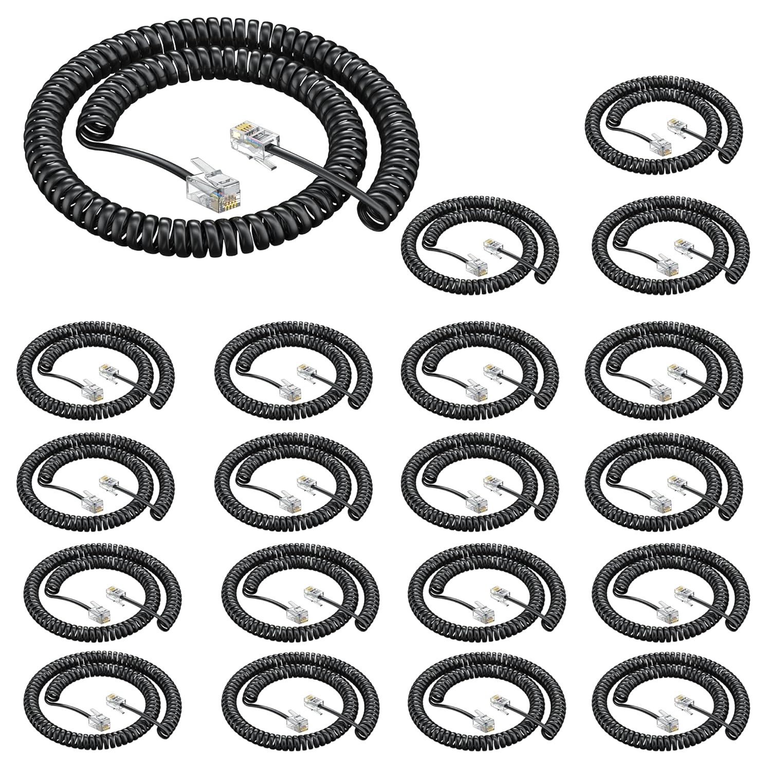RJ9 4P4C Telephone Cord,Telephone Handset Cord,Coiled Wire 10 Pack 8Ft Uncoiled / 1.4Ft Coiled Landline Phone Handset Cable RJ9 4P4C Telephone Accessory -20 Pack RJ9 4P4C Telephone Cord,Telephone Handset Cord,Coiled Wire 10 Pack 8Ft Uncoiled / 1.4Ft Coiled Landline Phone Handset Cable RJ9 4P4C Telephone Accessory -20 Pack