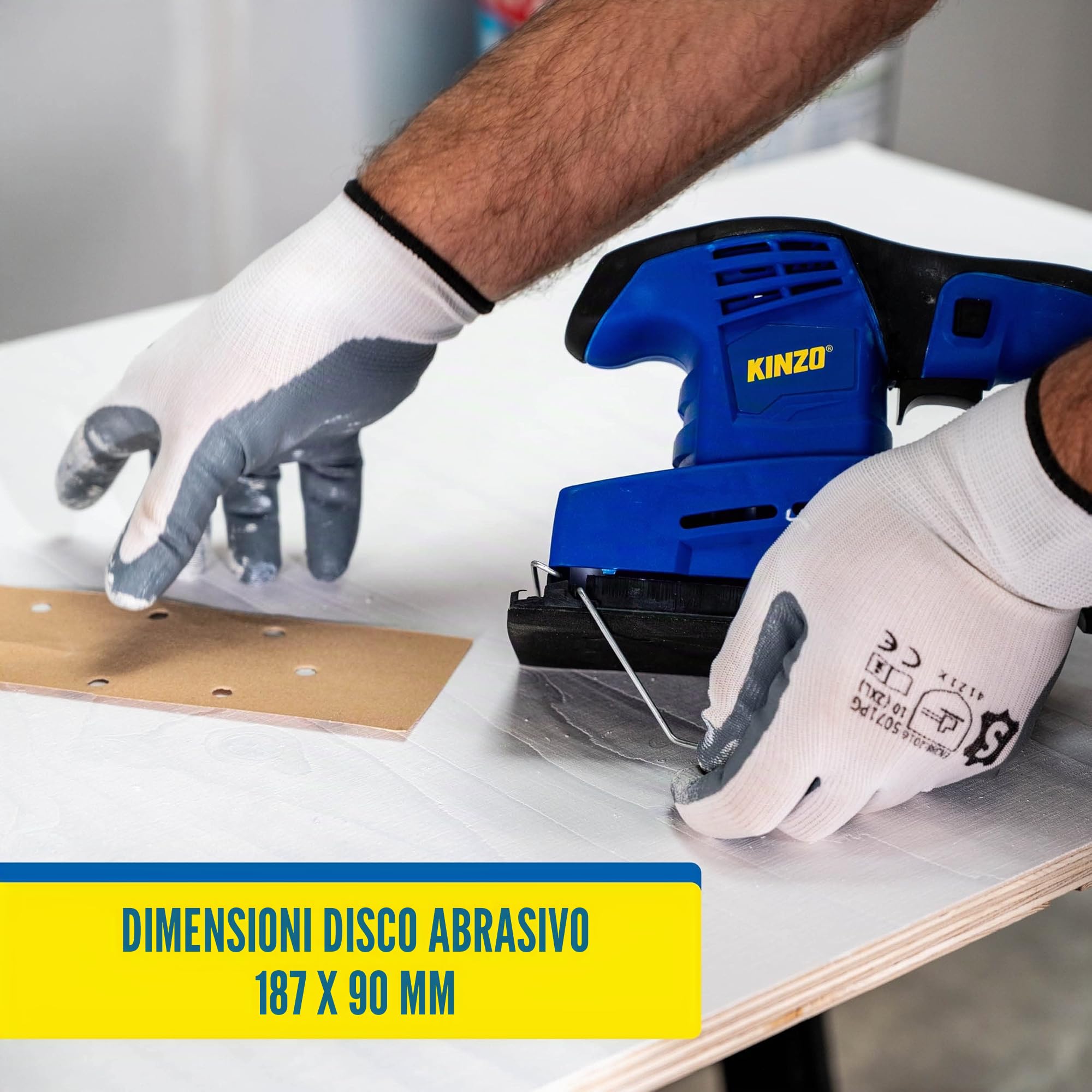 Kinzo Smerigliatrice – 230 V – Blu – Lavorazione del legno – Levigatrice orbitale