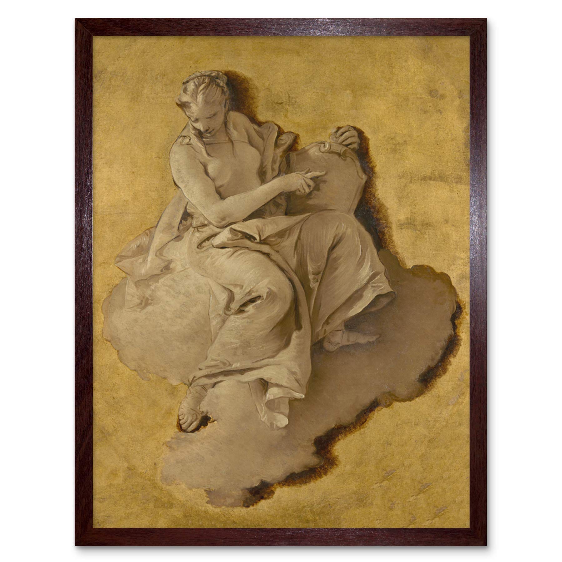 Artery8 Tiepolo Allegorical Figure Woman With Shield Mirror Art Print Framed Poster Wall Decor 12x16 inch