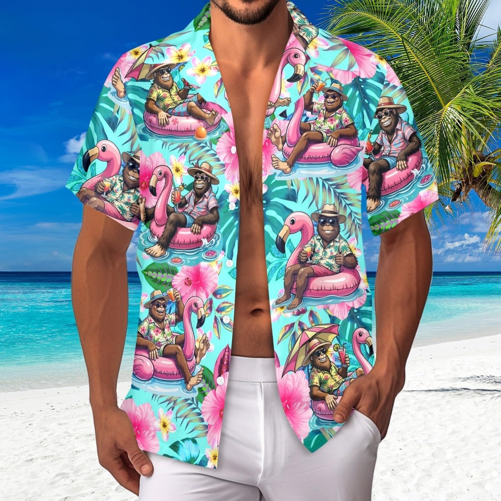 Camisas Hawaianas para Hombre, Camisa Informal con Botones, Manga Corta, Aloha Divertida, con Botones, Ropa para Hombres