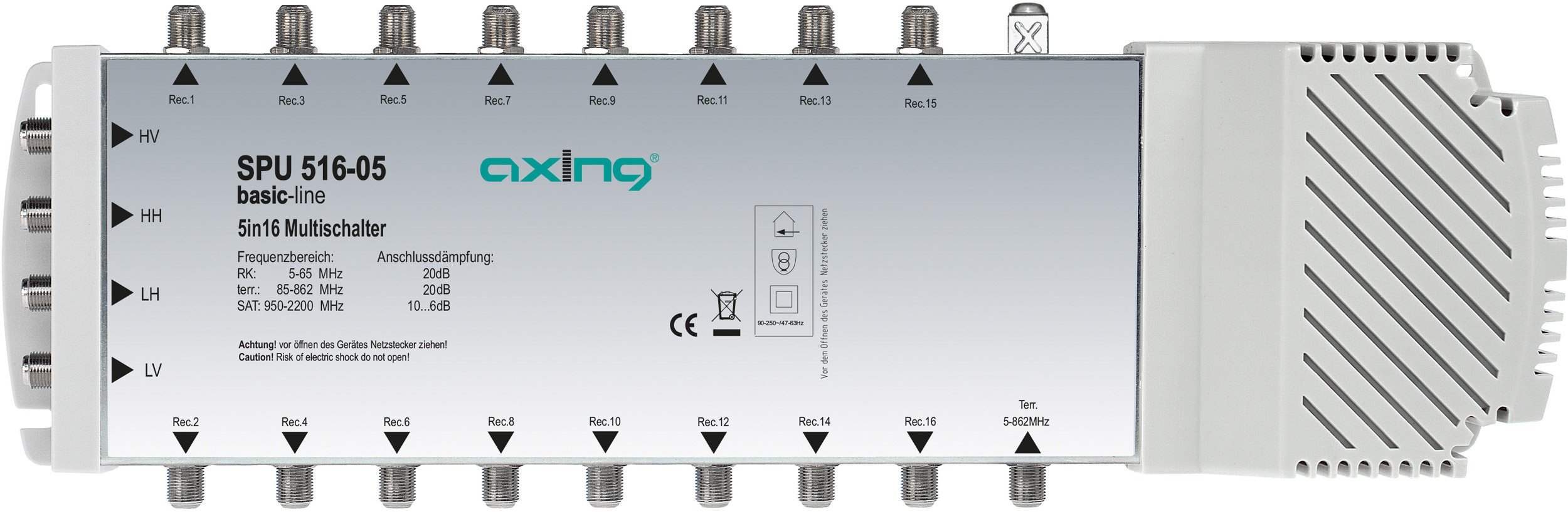 Axing SPU 516-05 Multiswitch 5 a 16 con Amplificatore per SAT