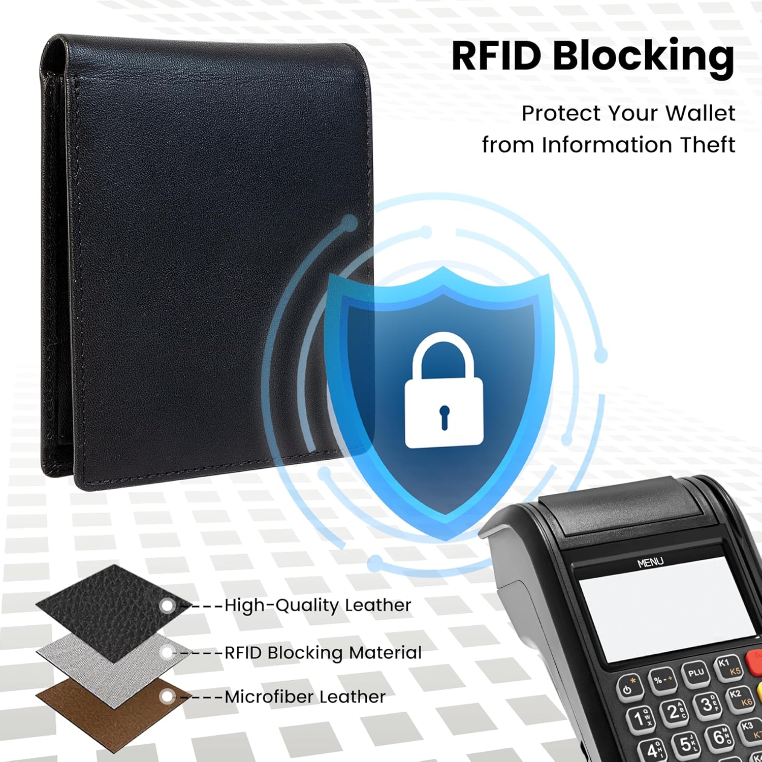 RFID Blocking Extra Capacity Slim Bifold Wallet for Men - 100% Genuine Top Grain Cowhide Leather with Coin Pocket, 12 Card Slots & ID Window - Includes Premium Gift Box (Black)