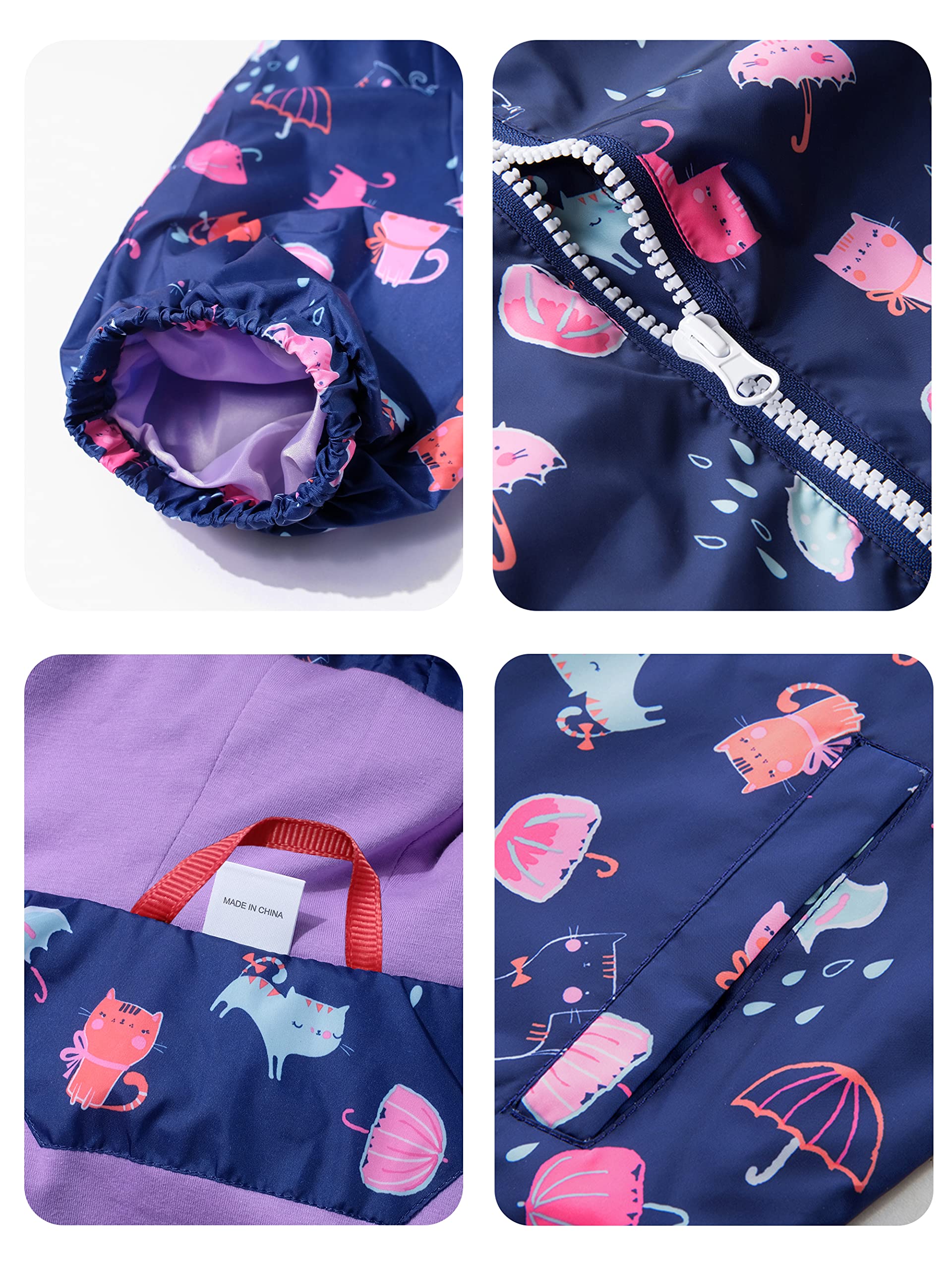 YoungSoul Coupe Vent Imperméable Fille - Manteaux Mi Saison Enfant Imprimé - Blouson Capuche Pluie