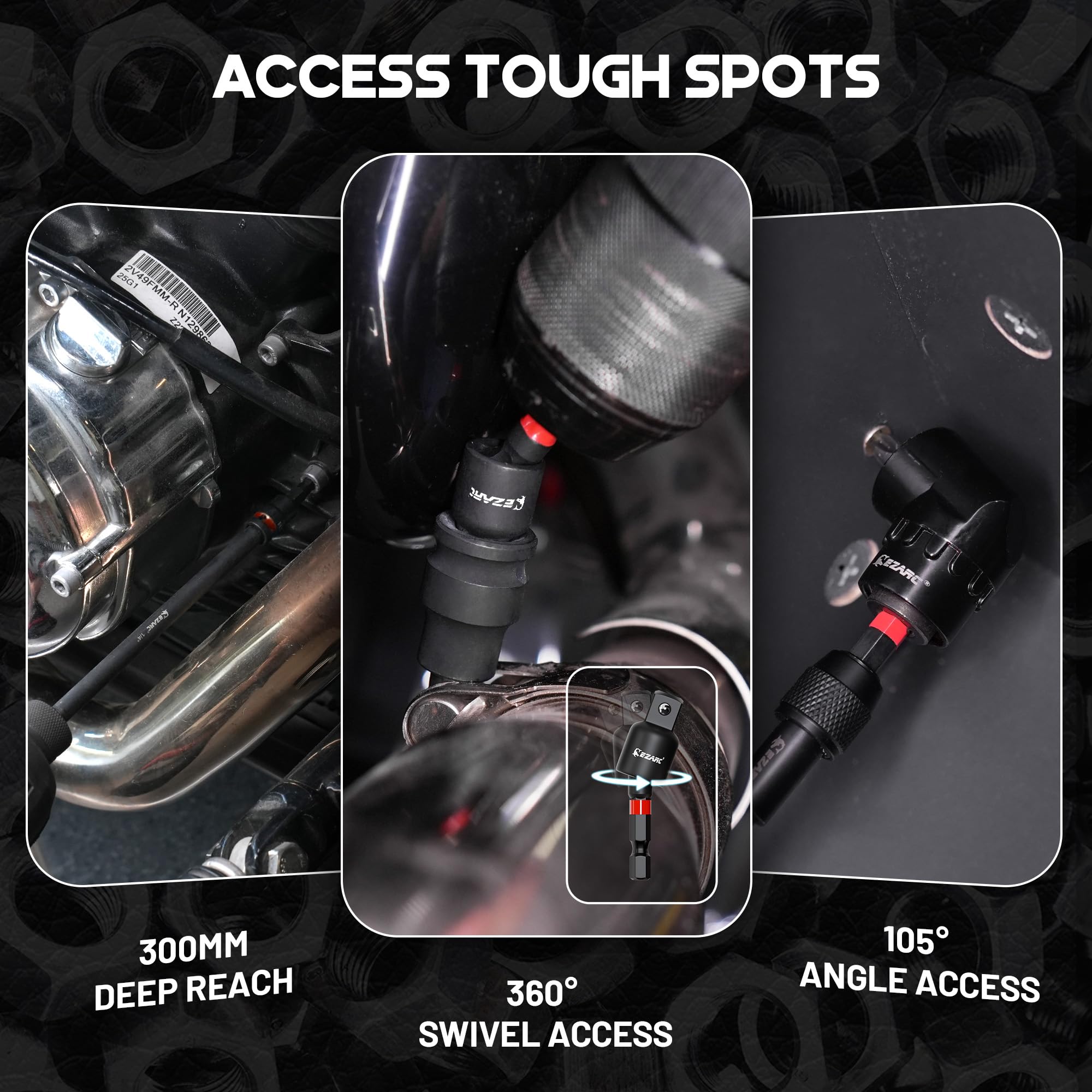 EZARC 19PCS Impact Socket Adapter Set with Extensions & Swivel Adapters — Amazon image 2