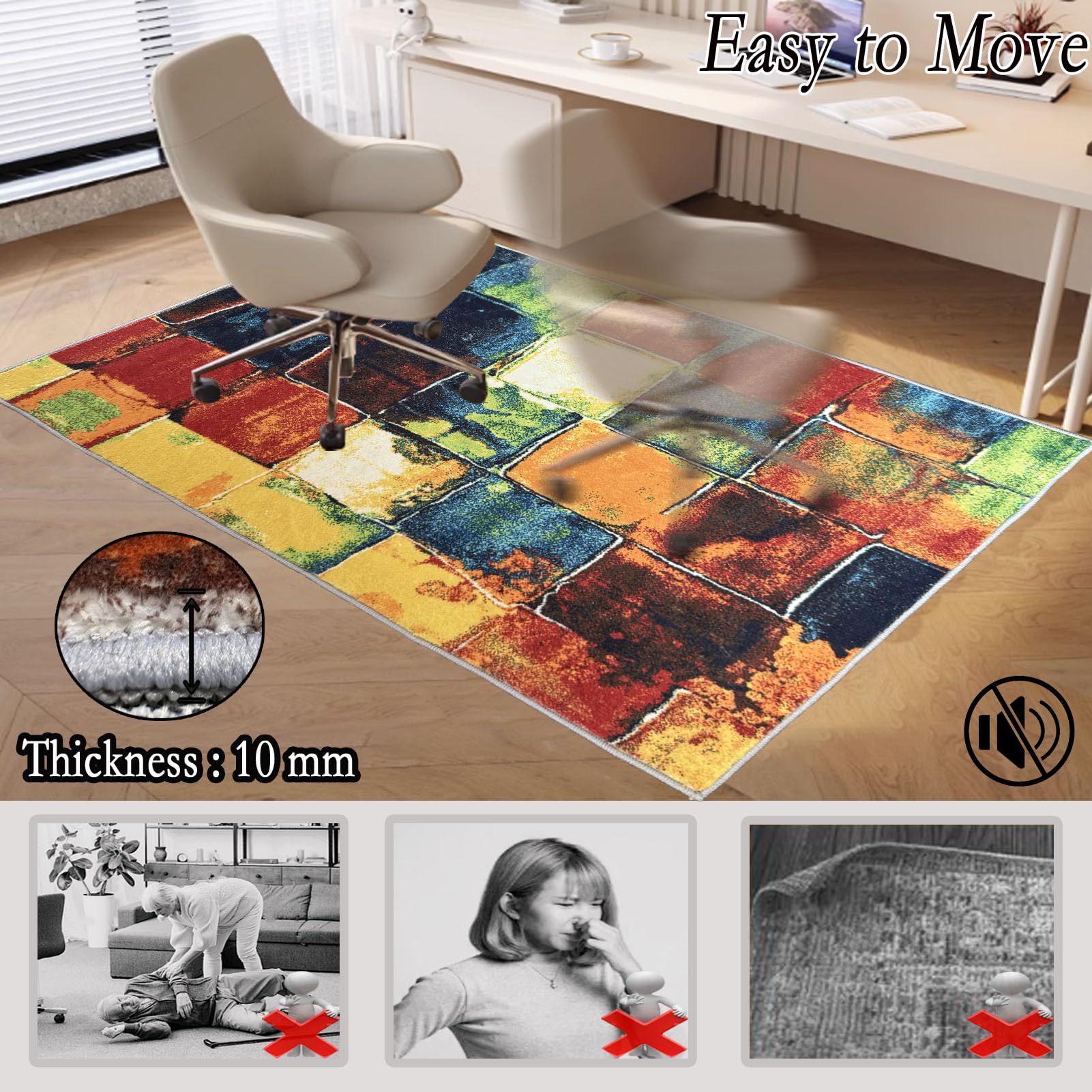 Mata pod fotel gamingowy na podłogę dywanową, 70 x 120 cm, mata do gier komputerowych, do podłóg drewnianych i kafelkowych, antypoślizgowa mata ochronna na krzesło rolowane, wytrzymały dywan ochronny