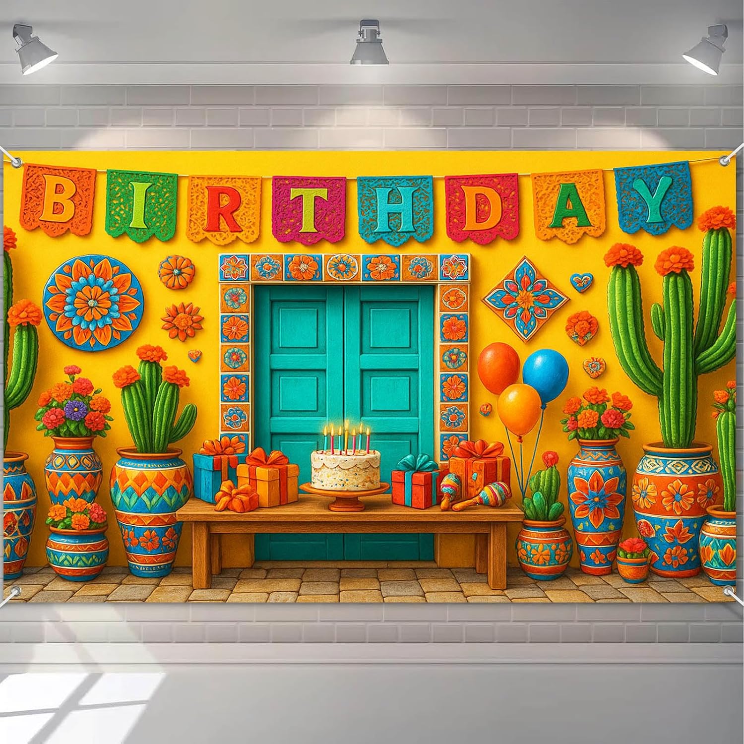 HOMETITUTE Mexican Theme Backdrop Banner 71 x 43Inch image 2