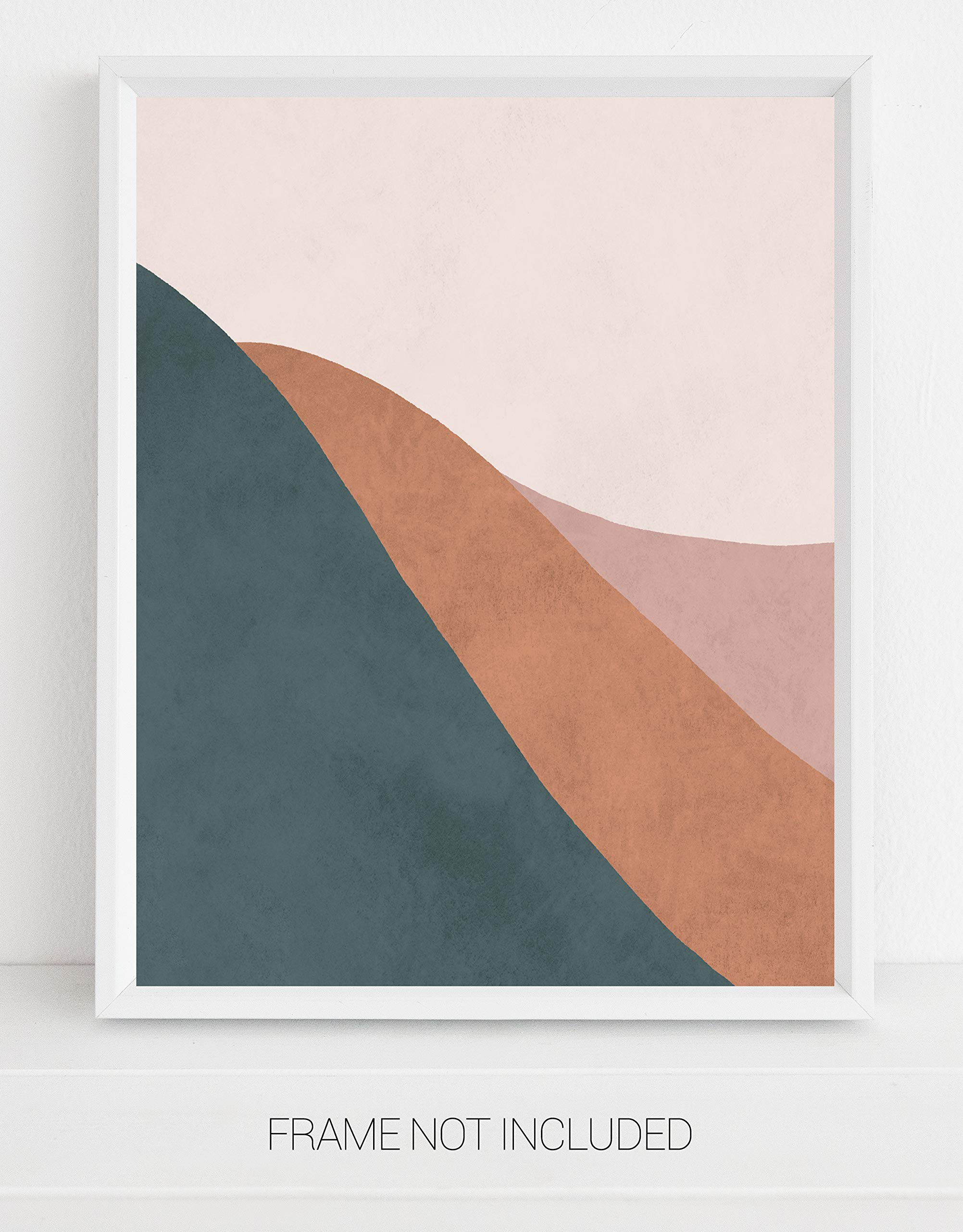 Abstract Teal, Pink & Terra Landscape Wall Art. 11x14 UNFRAMED Print. Abstract, Minimalist Modern Wall Decor. Neutral Shades of Teal Green, Pink, Terracotta.
