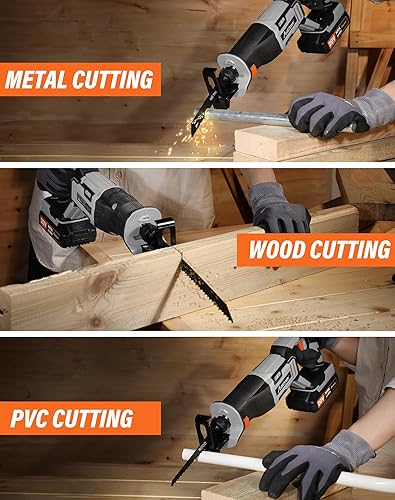 Miniatura 3 de AVID POWER Sierra recíproca, sierra recíproca inalámbrica de 20 V con dos baterías de 2.0 Ah y cargador, 6 hojas de sierra, velocidad variable,