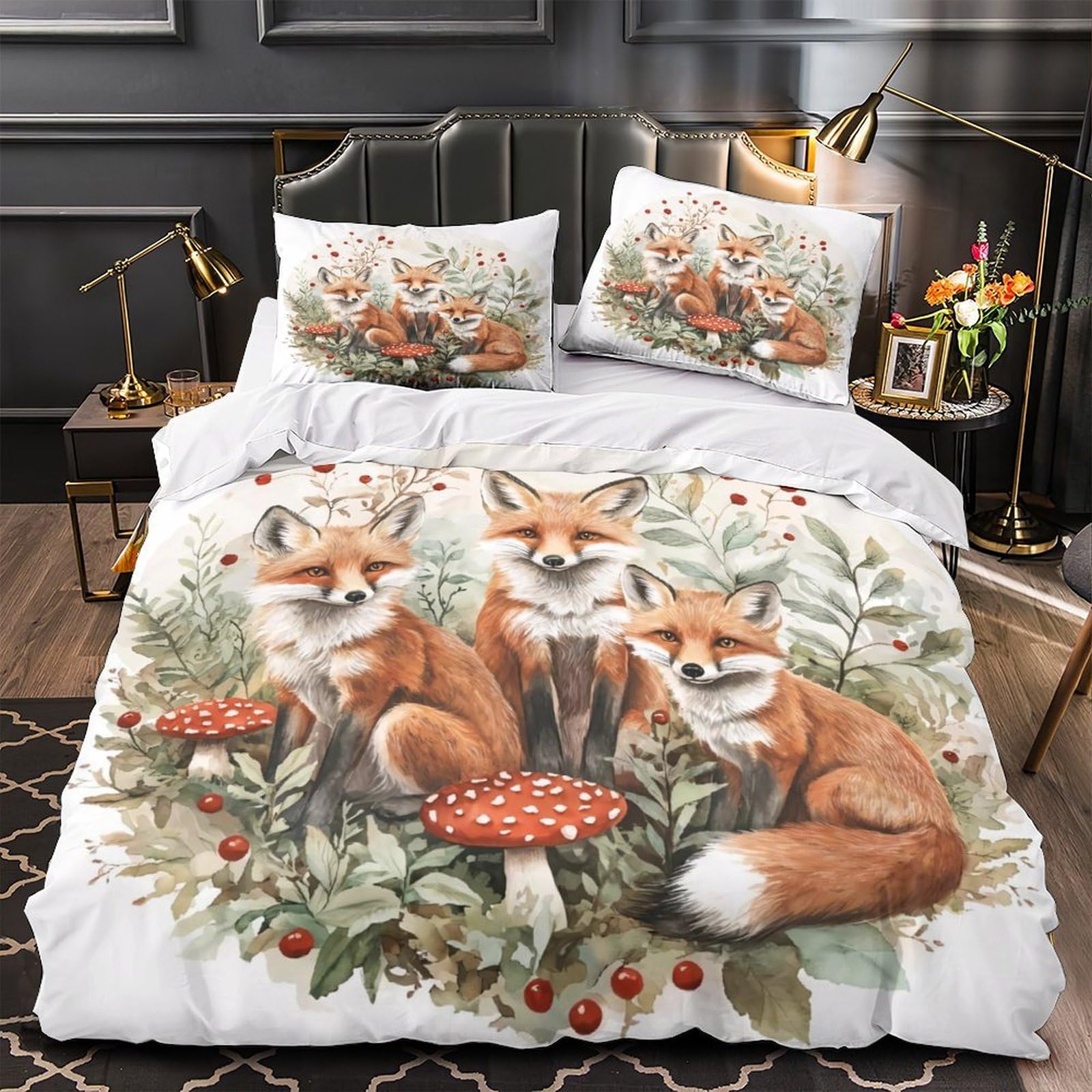 Housse de couette imprimé 3D cerf en microfibre de qualité supérieure super king