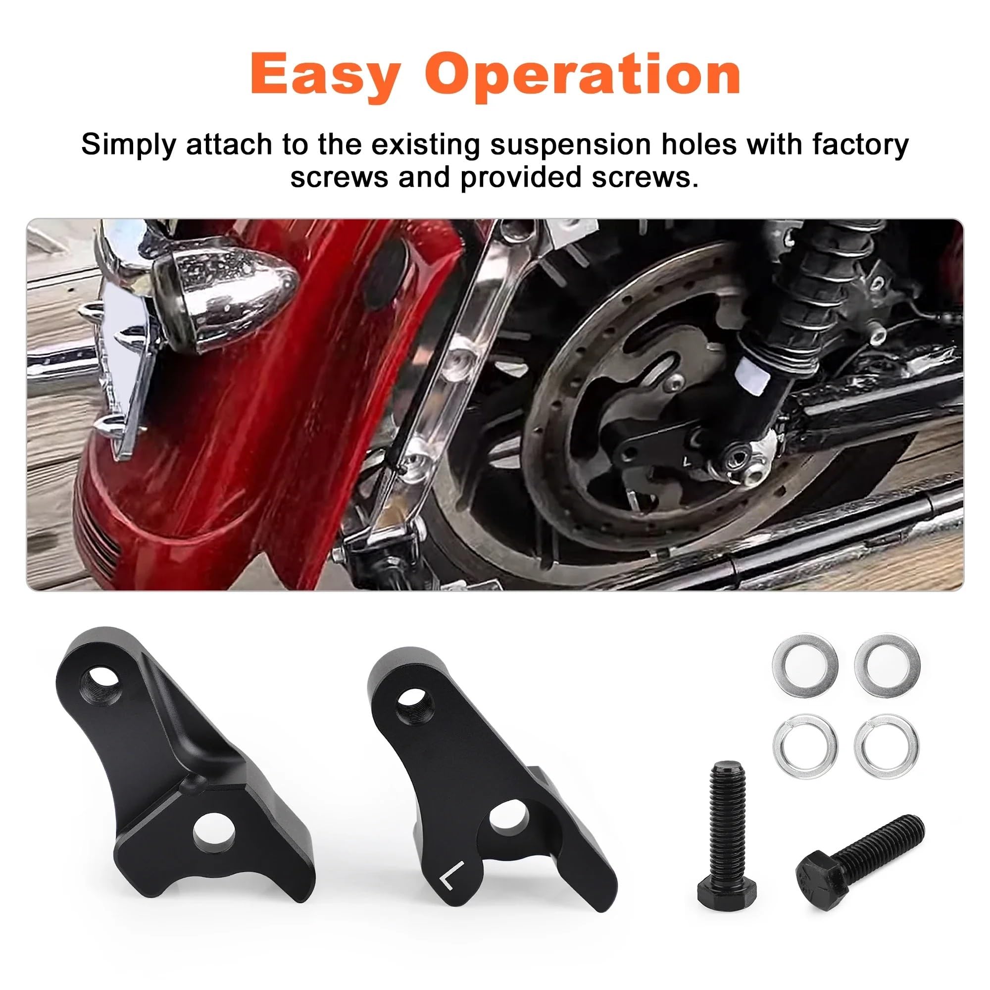 Amortiguador de suspensión de Carga Trasera para Touring 2002-2023 Bieletas de Descenso | Kit de enlace de descenso para motocicleta de 2 pulgadas