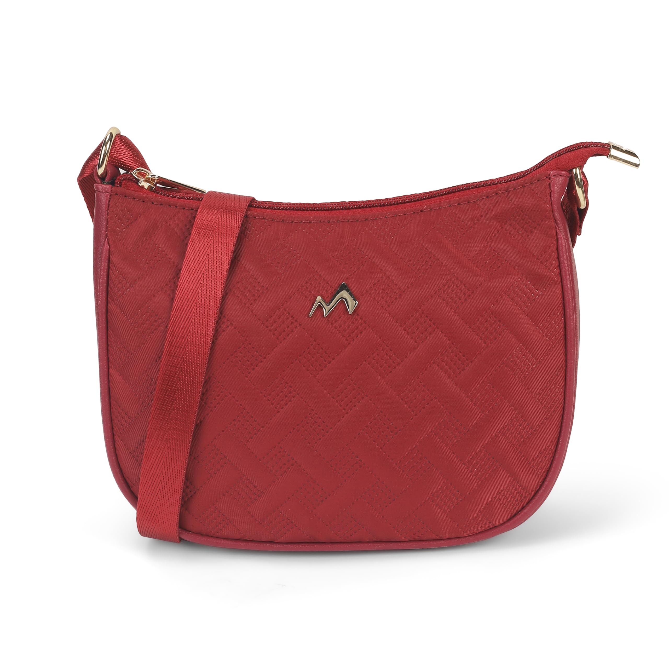 Women Casual Fabric Soft Body Zipper closure Quilted Sling Bag-image-48