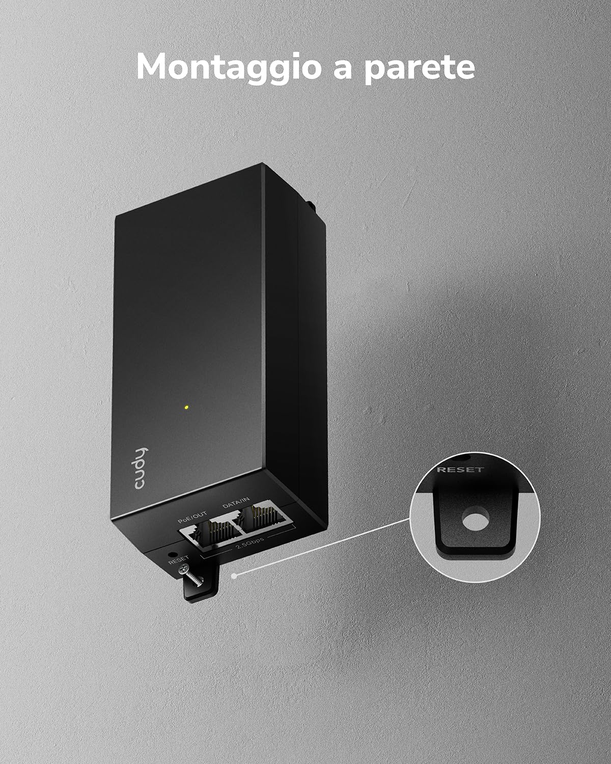 Cudy Adattatore iniettore PoE+ da 30 W, 2,5 Gbps, 30 W, 2500/1000/100 Mbps RJ-45, conforme IEEE 802.3af/802.3at, fino a 100 metri (325 piedi), PoE200H