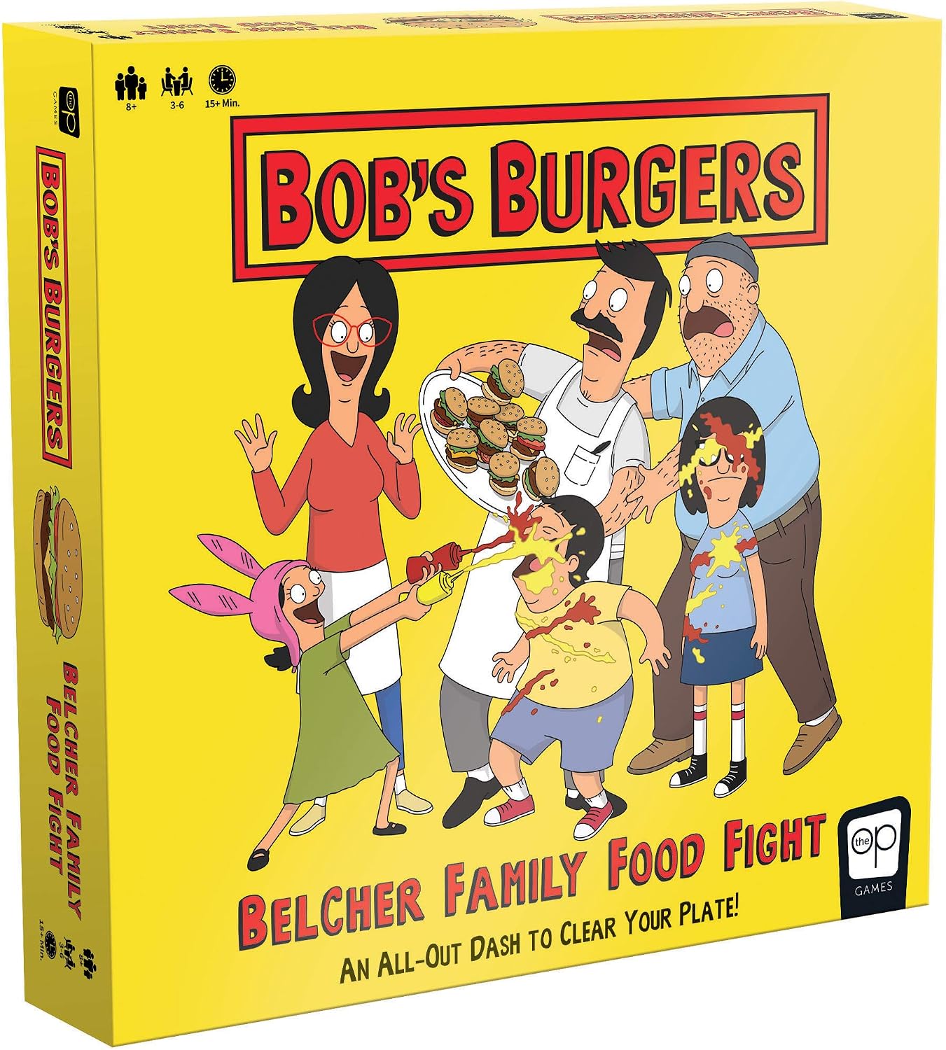 USAOPOLY Bob's Burgers: Belcher Family Food Fight Board Game | Fast-Paced Dice Game to Clear Your Plate | Featuring Custom Bobs Burgers Artwork from Fox Animation Studios