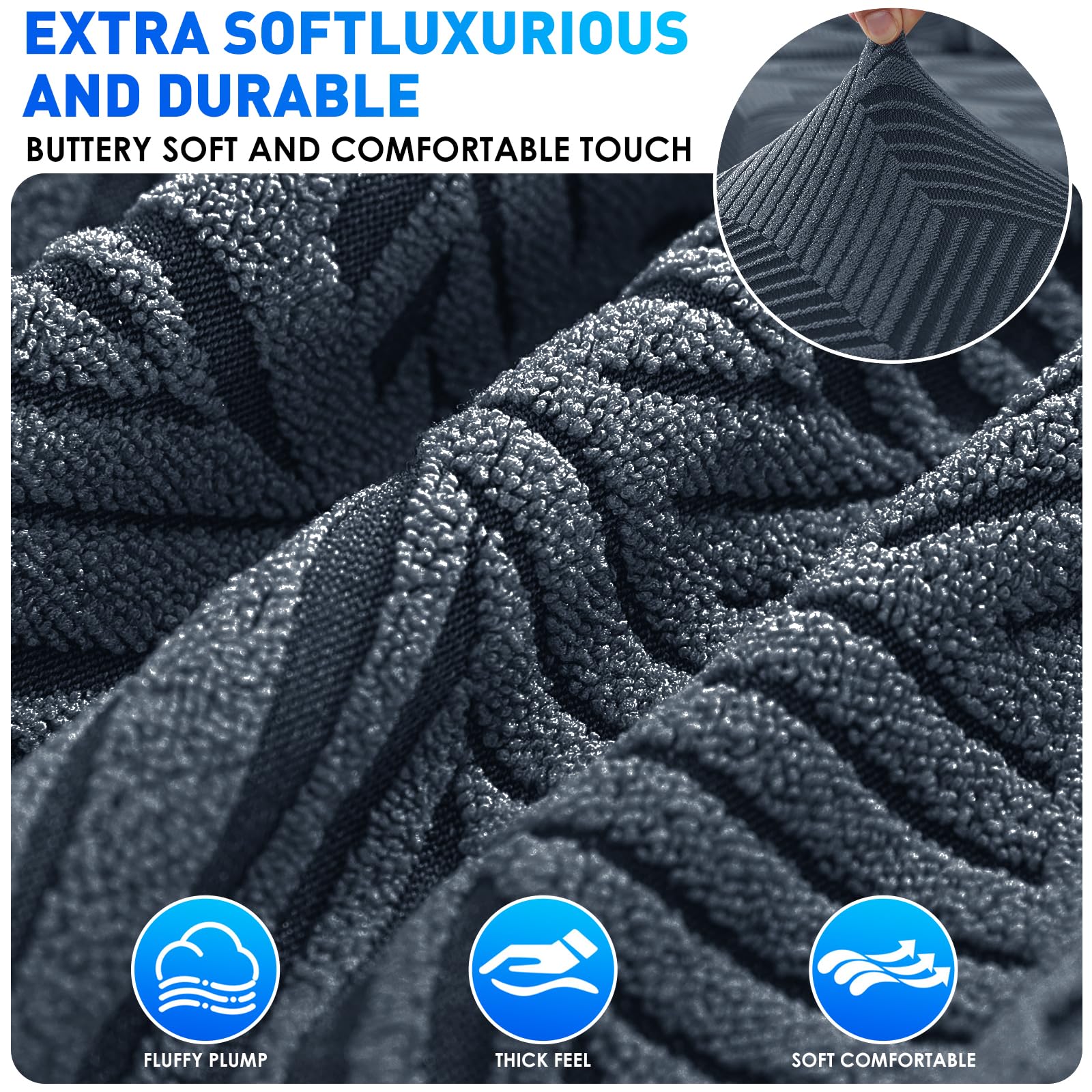 Elastischer Sofa Überzug 3 Sitzer Mit Armlehne, Couch Bezug Universal, Sofa Überzug rutschfest, Kratzfester Sofabezug, Waschbarer Couchschoner, Sofa Covers Für Wohnzimmer, Dunkelgrau
