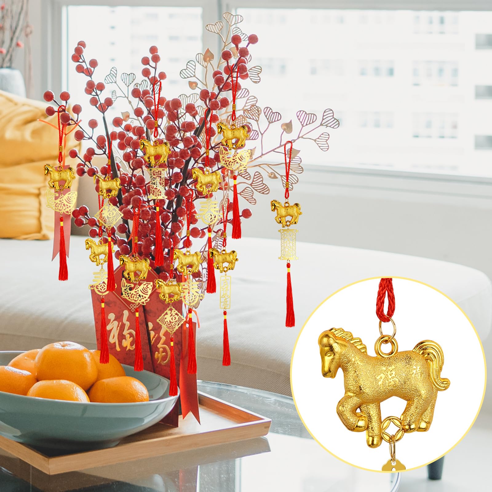 Lucky charm from CHINA 富貴長春　６種類　３点セット 20 Pcs 2025 Chinese New Year Snake Lucky Charms Red Hanging Feng