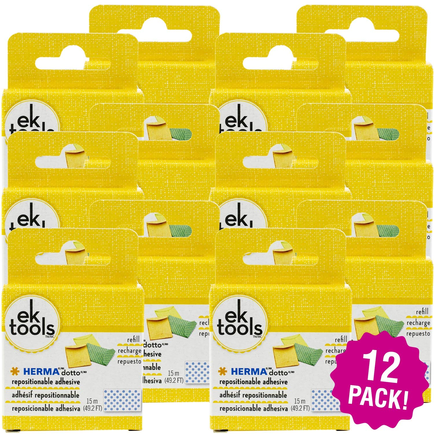EK Tools Herma Dotto Repositionable Adhesive Refill 12/Pkg, 12 Pack