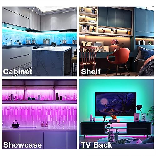 Miniatura 7 de maylit Kit de iluminación RGB para debajo del gabinete, tira de luces LED con aplicación y control remoto, sincronización de música, luces LED que