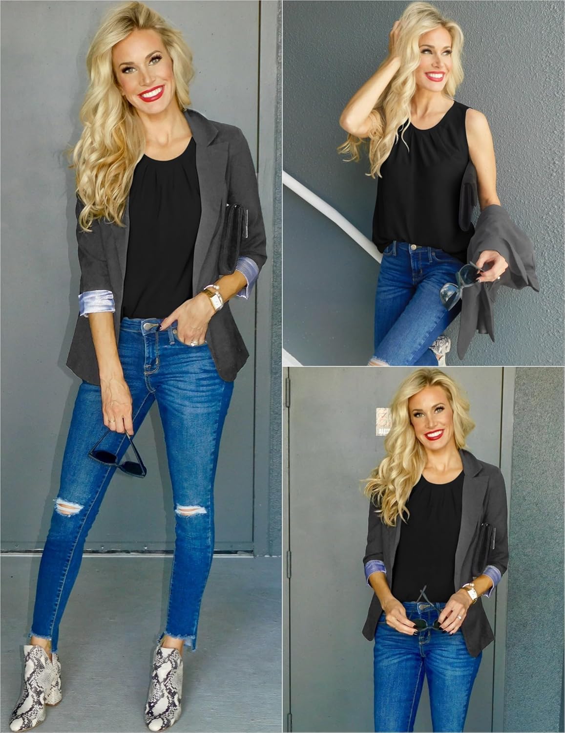 Beyove Womens Chiffon Tank Tops Crewneck Loose Fit Basic Casual Summer Sleeveless Shirts Blouse - Image 2