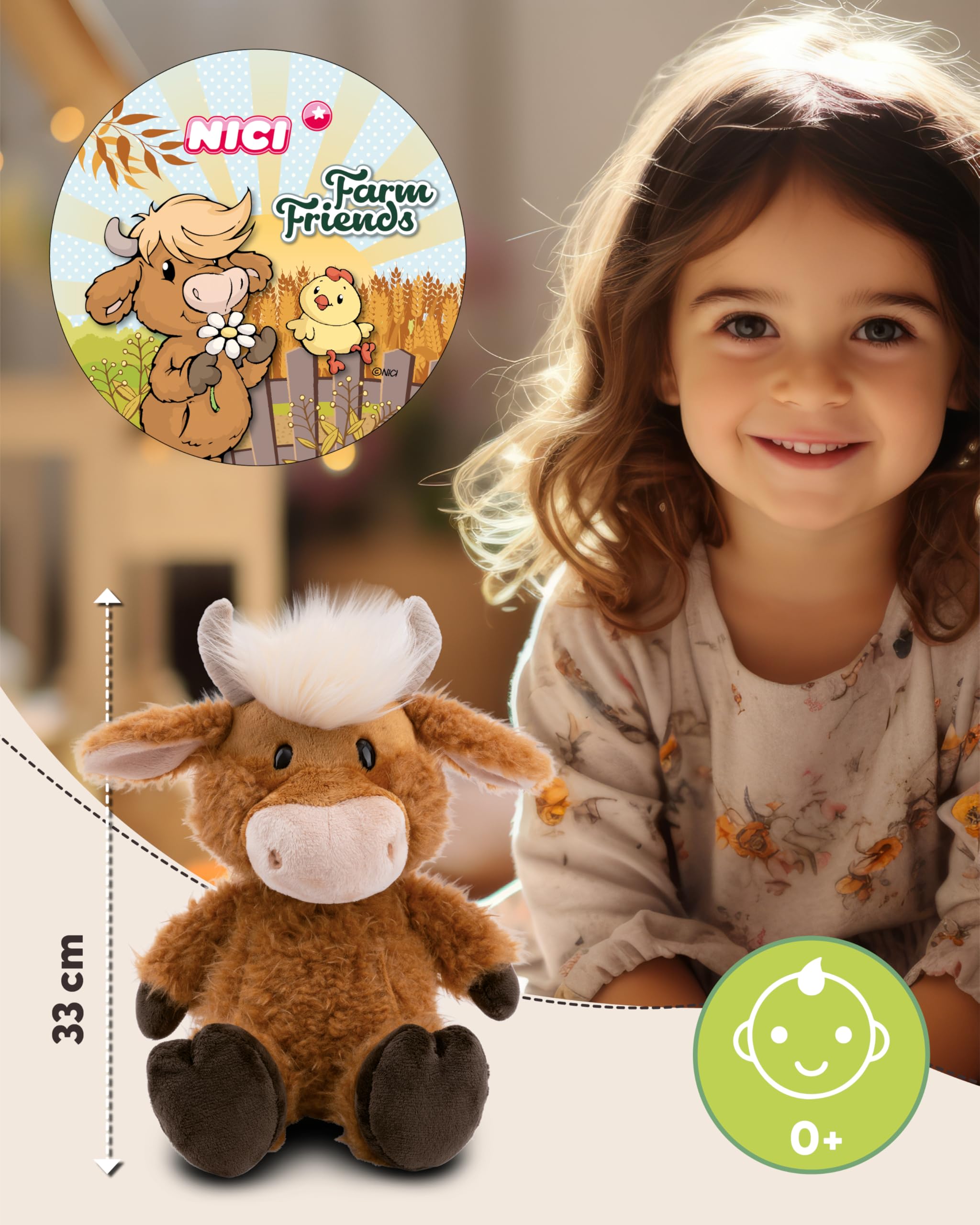 NICI cuddly toy highland cattle McMooray 33cm brown, Cuddly cute plush to snuggle and play with, for children & adults - Image 2