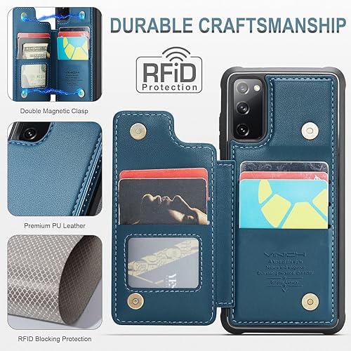 Miniatura 2 de Funda para Samsung Galaxy S20 FE con soporte para tarjetas, para Samsung S20 FE Funda tipo cartera para mujeres y hombres con bloqueo RFID, funda