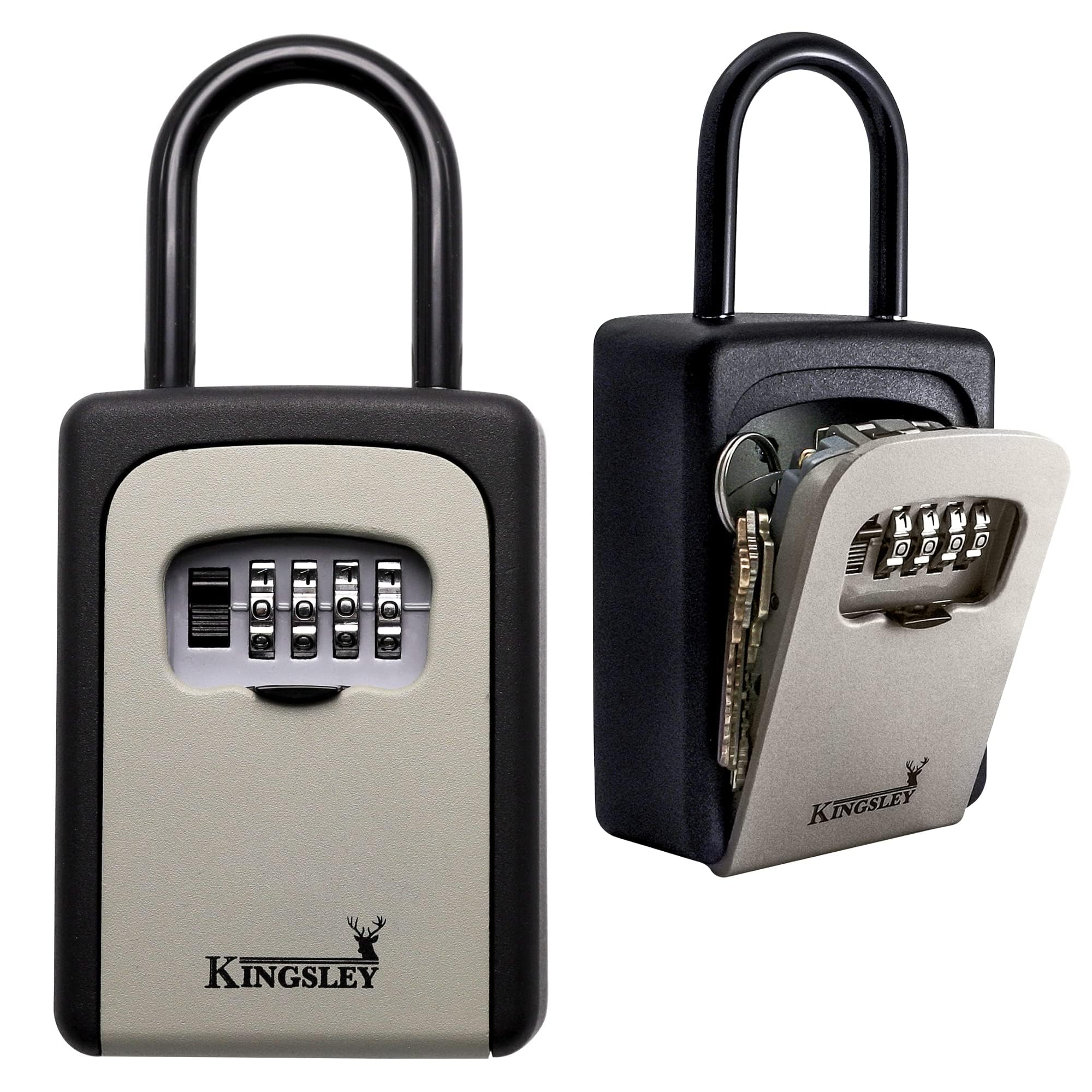 Kingsley QCH-812 Extra Large Capacity Key Storage Box, Hanging or Wall Mounted, Water Resistant Realtor Key Lock Box for AirBnB, Spare Keys, Home,