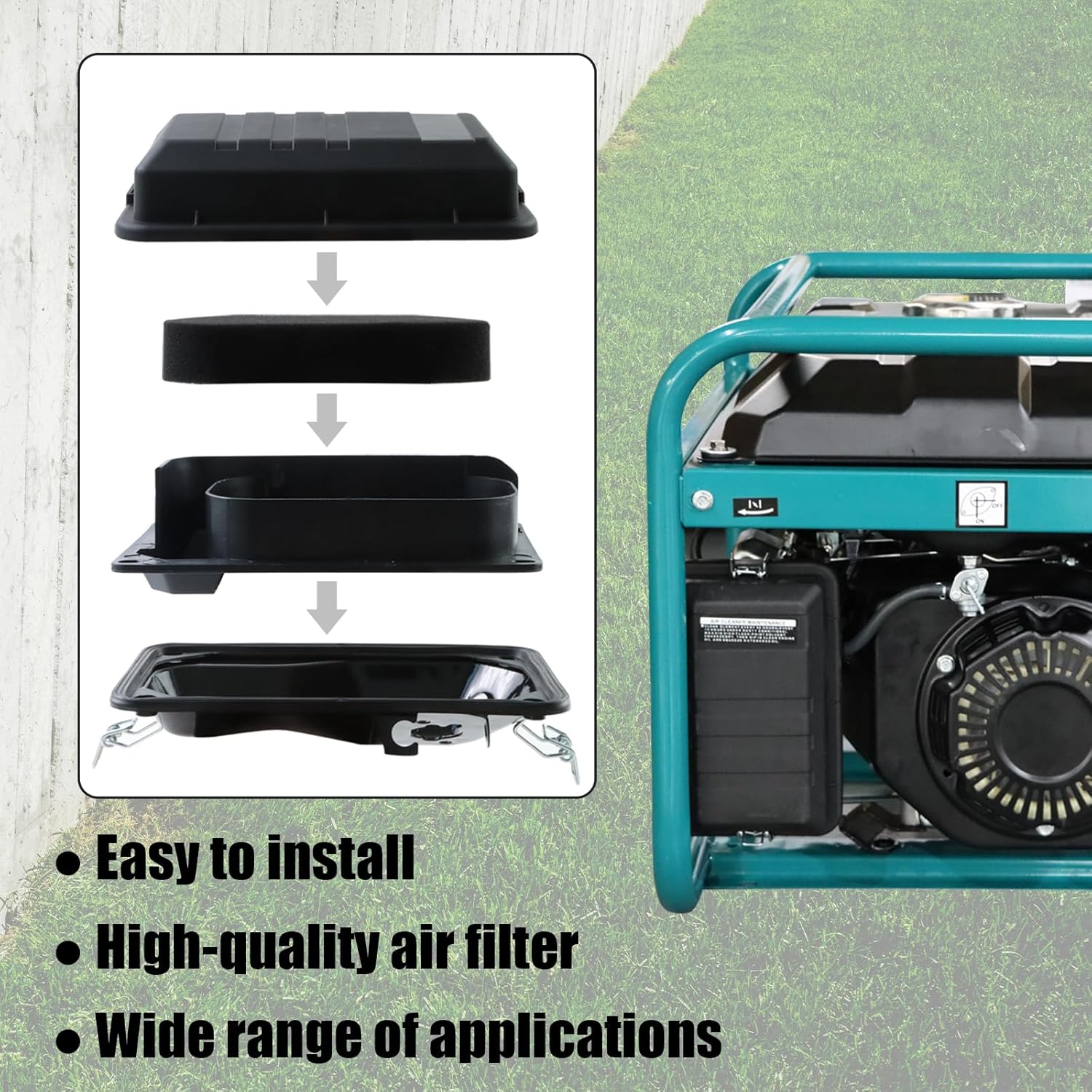 KIKITE 196cc 212cc Generator Air Filter Housing Box/Cover Assembly for 3000 3500 4000 4500 watt Air Filter Cleaner Box Compatible with Predator Champion Firman Generators Air Filters