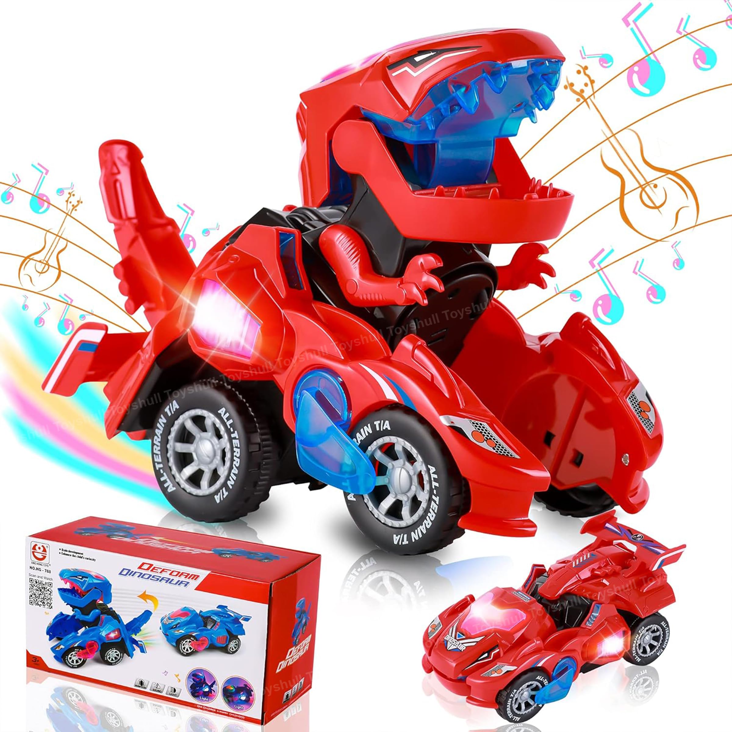 TOYSHULL Dinosaur Toys for Kids 3-5: Transforming Dinosaur Car Toy with Light Music for Toddlers 2 3 4 5 6 7 8 Year Old Boys Girls - Jurrassic World Dino Theme Transformer Toy Car, Multicolor (B0D2BKK6TF) Amazon Price History, Amazon Price Tracker