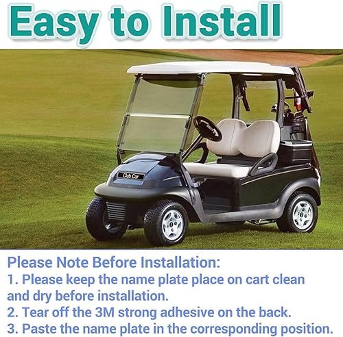 Miniatura 5 de Drive-up Placa de identificación para Club Car Precedent, calcomanía de oro negro para carrito de golf 15.74 x 2.24 pulgadas emblema