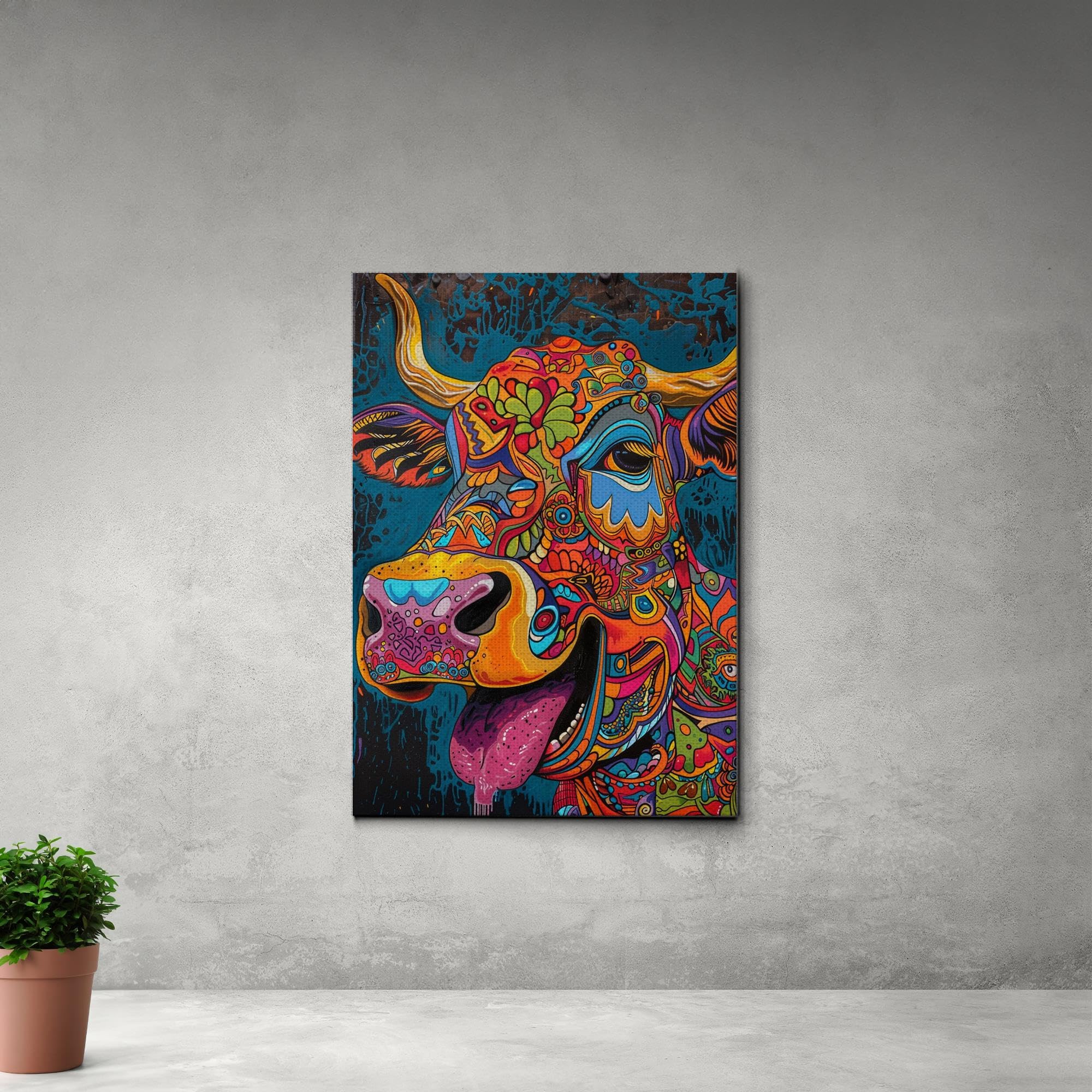Amazon.com: Colorful Cow Wall Art, Nursery Room Decor, Farm Cow