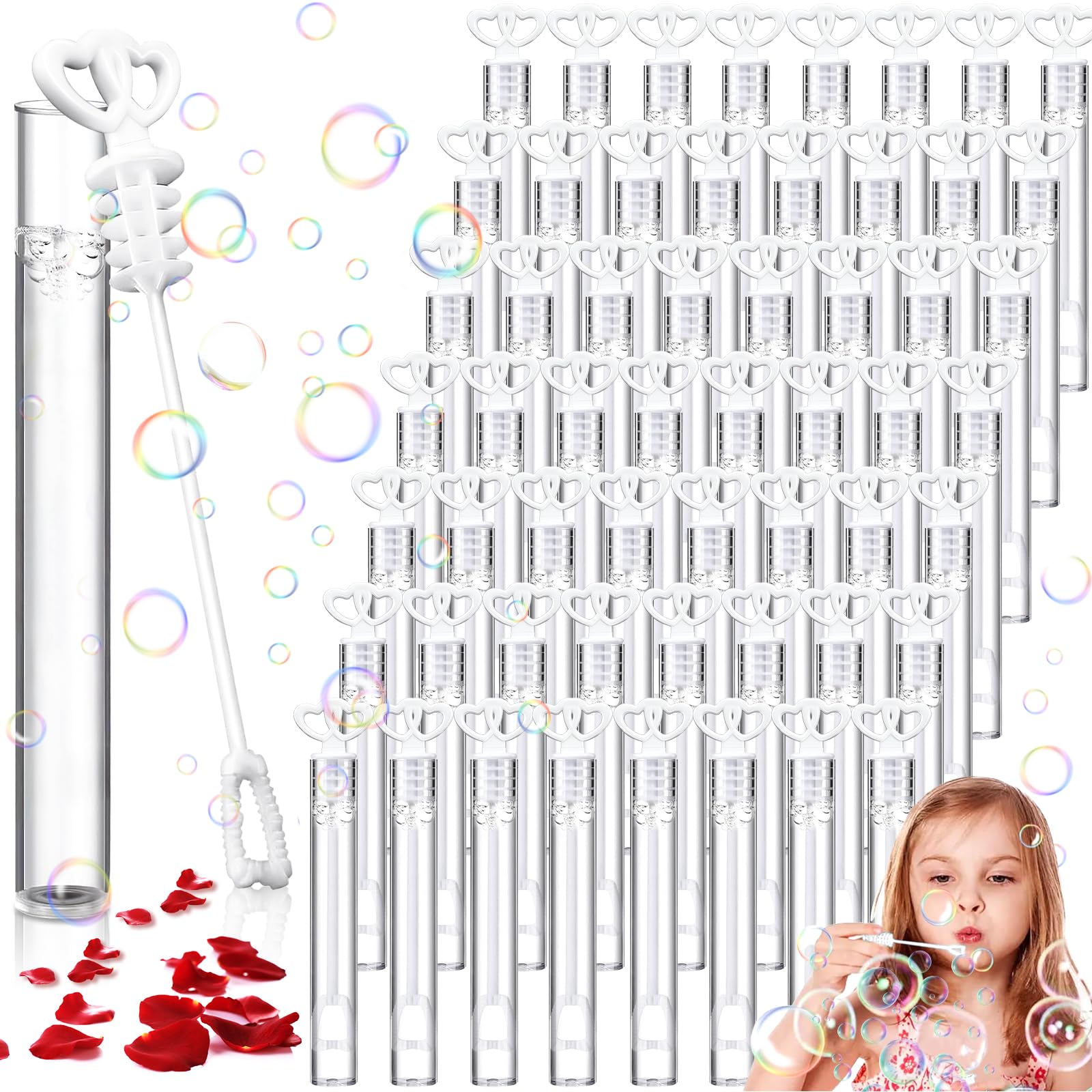 60 pezzi Set Mini Bolle di Sapone, Bastone per Bolle di Sapone, Bolle di Sapone per Bambini, Bolle di Sapone per Matrimonio, per Fidanzamento, Bolle di Sapone per Nozze, Bomboniere per - 1