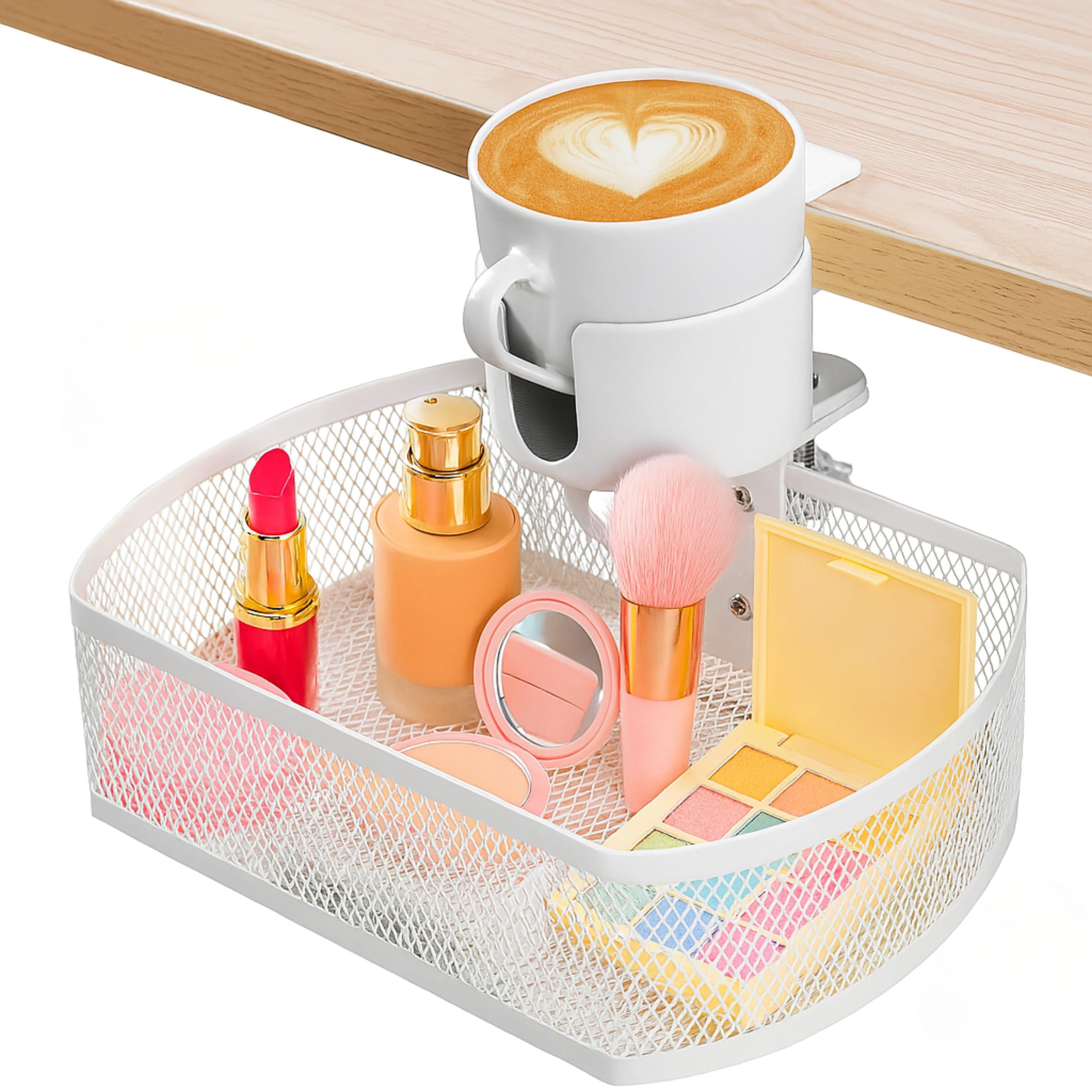 Amazon.co.jp: AP LAB デスク下 収納 ラック ドリンクホルダー付き
