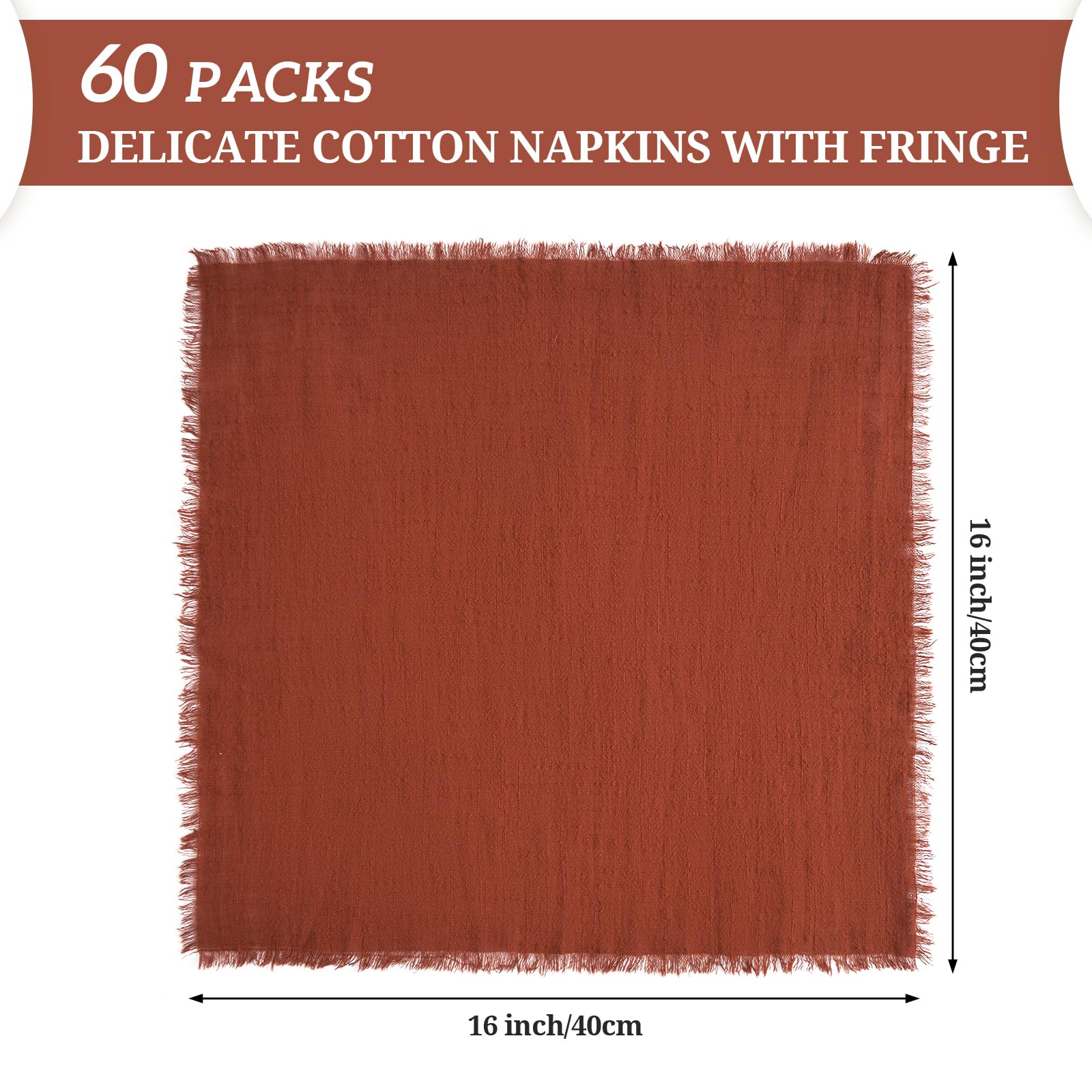 Pesonlook Lot de 60 serviettes de table en coton et lin avec franges