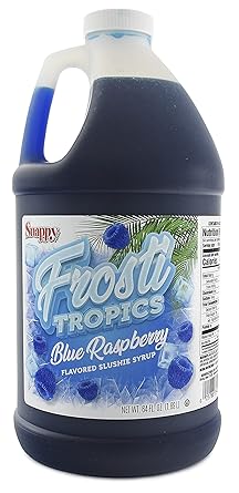 Snappy Frosti Tropics Blue Raspberry Slushie Mix, 1/2 Gallon, Slushy Syrup for Machines, Granita, Cocktails and Blended Drinks
