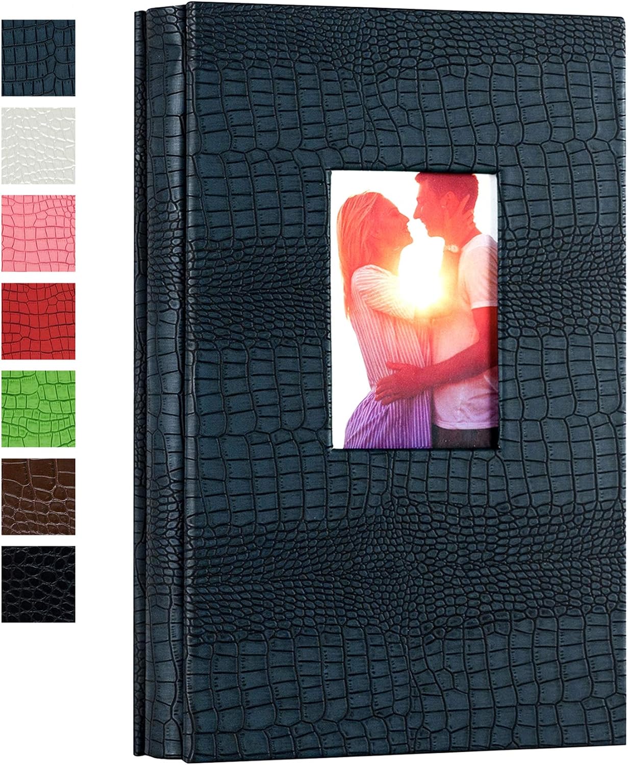 potricher Leather Photo Album 4x6 300 Photos for Family Wedding Anniversary Baby Vacation (Dark Blue, 300 Pockets)