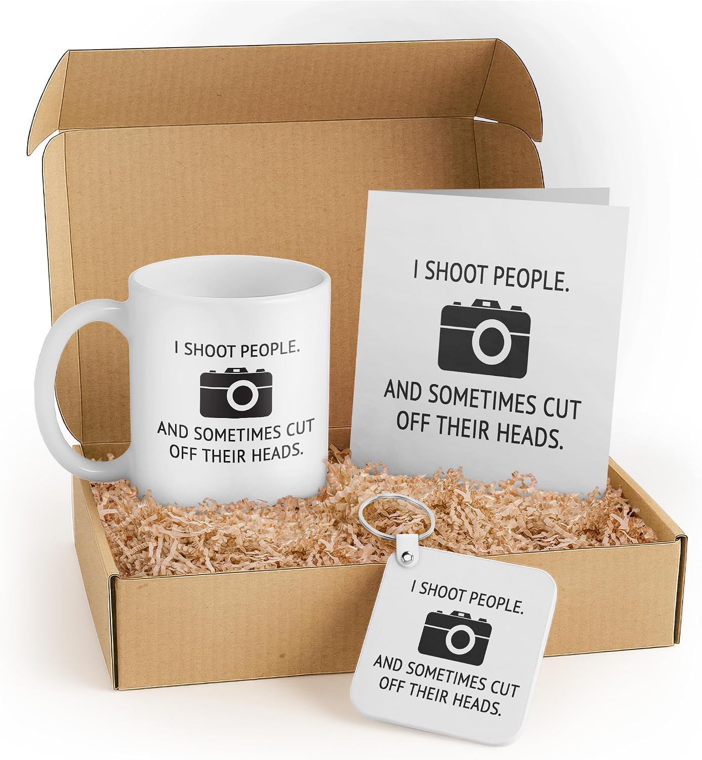 3dRose Funny Photographer Gift Set - Mug, Keychain, and Card for Photography Lovers - Humorous Birthday Gift and Office Humor