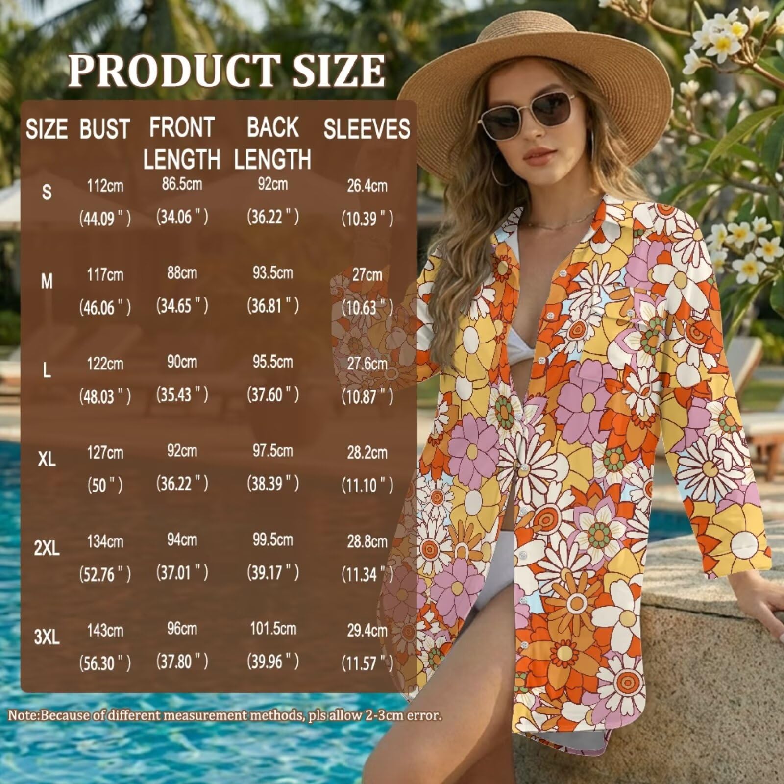 Salida de baño con botones para mujer, salida de baño de longitud media con bolsillo, S-3XL