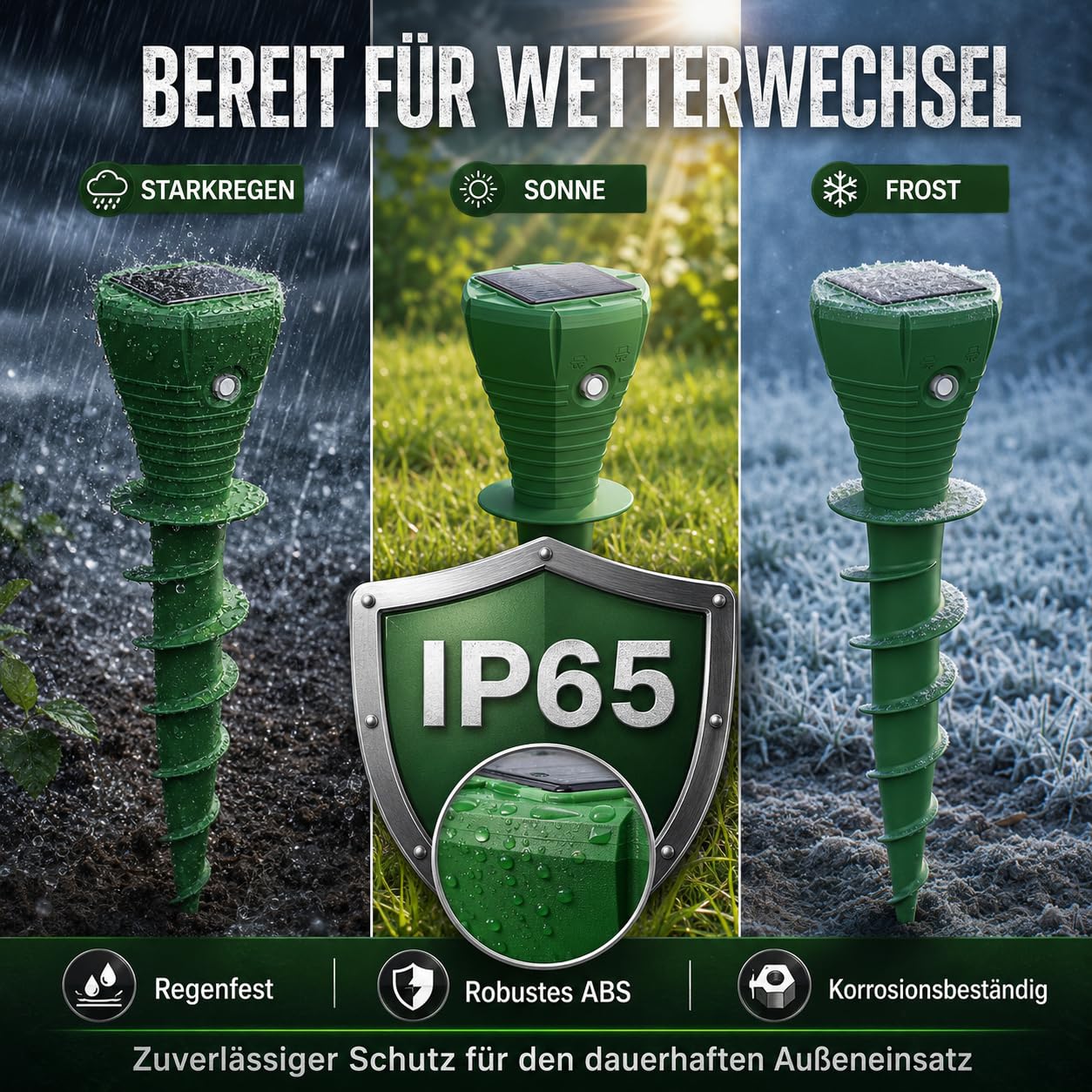MEKEET Maulwurf Vertreiber Solar 4er Set, Maulwurfschreck mit Ultraschall & Vibration, IP65 Wühlmausschreck Solar zum Wühlmaus Vertreiben für Garten, Rasen und Beete