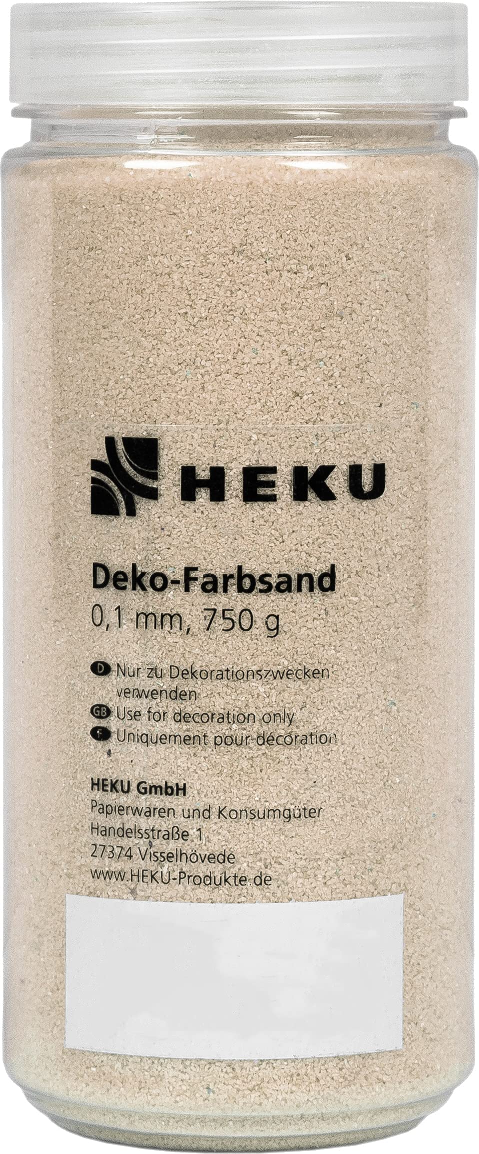 Heku 30330-02 Decorative Coloured Sand Cream 750 g in Resealable Tin, 750g / Körnung 0,1mm