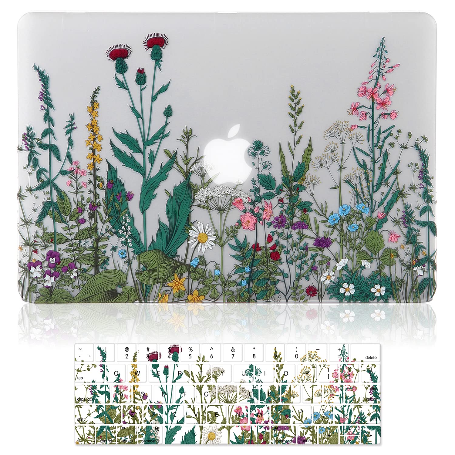 Case for MacBook Pro 15 inch (A1990/A1707, 2019-2016 Release), 3D Effect Matte Clear See Through Hard Cover & Keyboard Cover Compatible Mac Pro 15.4 with Touch Bar Touch ID - Garden Flowers
