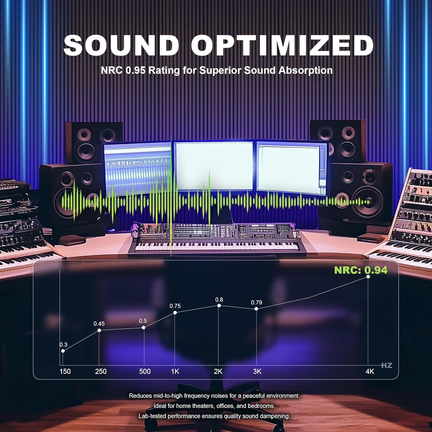 WoveN SounD Slat Acousitc Wall Panels 48x24 Inch, Sound Proof Wall Decor, Self-Adhesive Sound Dampening Fluted Design for Home, Studio, Office & Focus Zone, 2 Pack, Dark Camel and Black