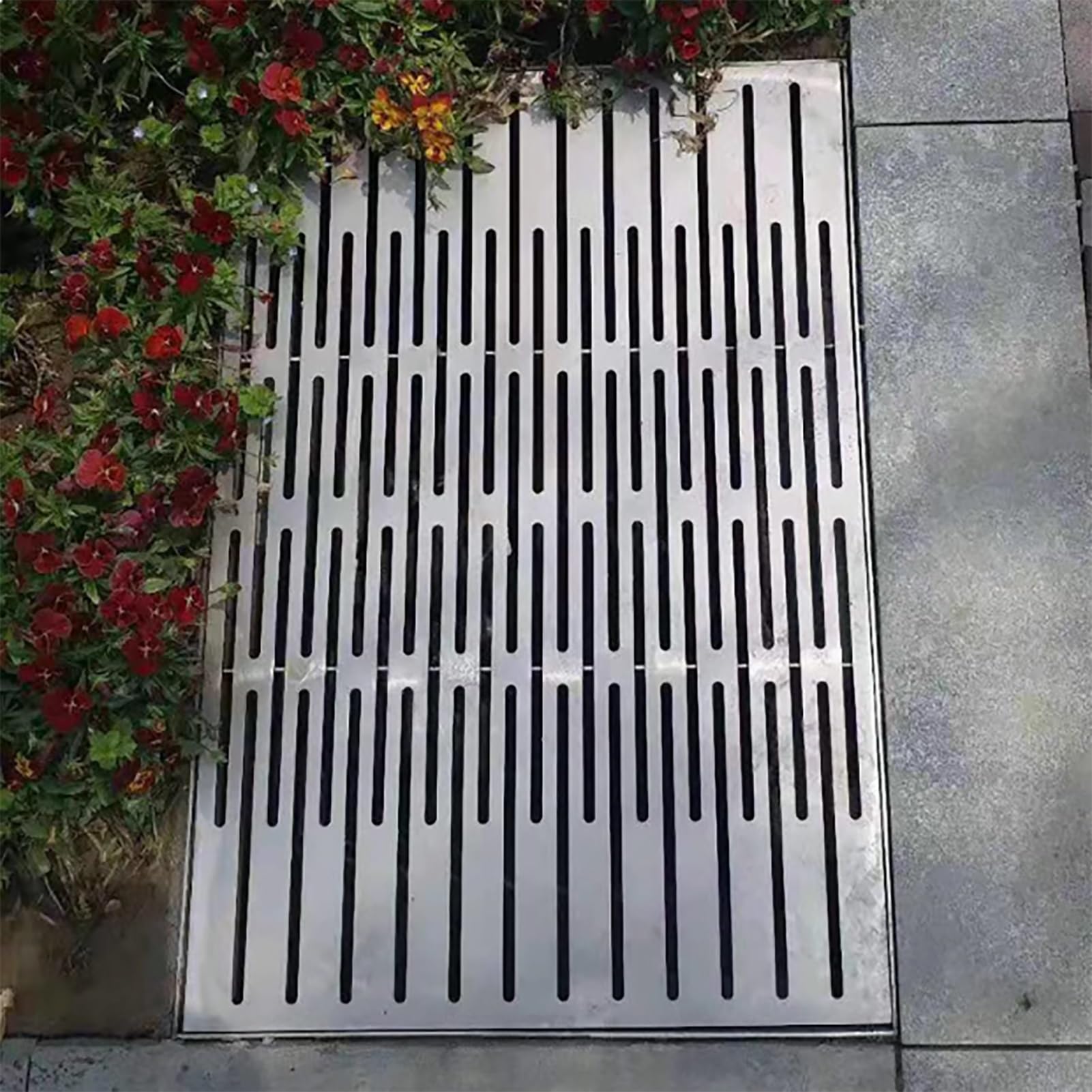 ZIMGOD Trench Drain 304 Stainless Steel Yard Channel Drain Grating, Floor Drainage Cover to Block Debris, Removable Driveway Water Diverter for Walkways & Garages(50x30x3cm (19.6x11.8x1.1in))