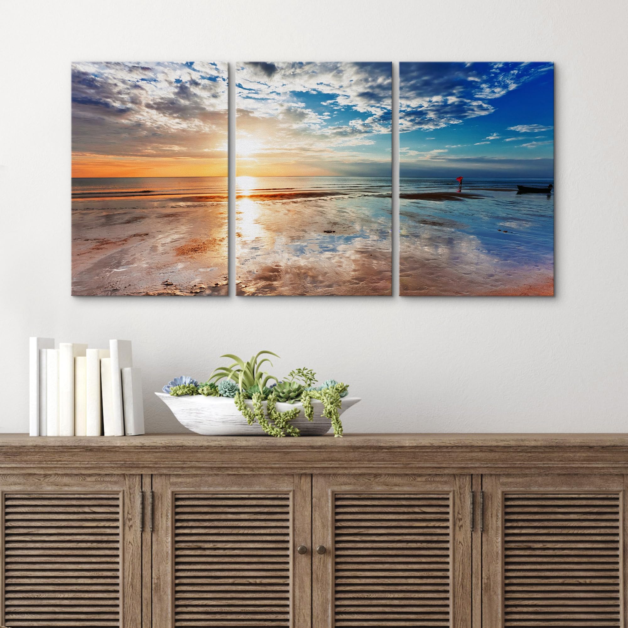Amazon.com: wall26 Canvas Print Wall Art Set Beach Sunset with Sky