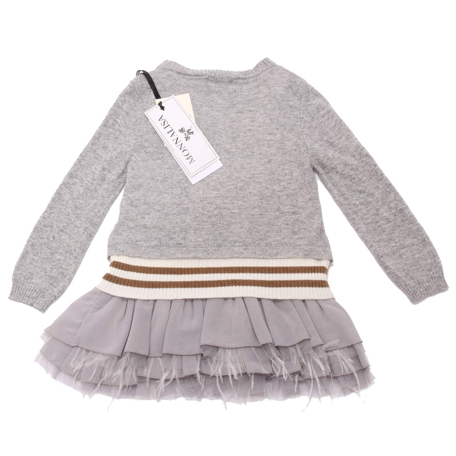 6794AD abito bimba girl MONNALISA grey cotton 2 in 1 dress kids