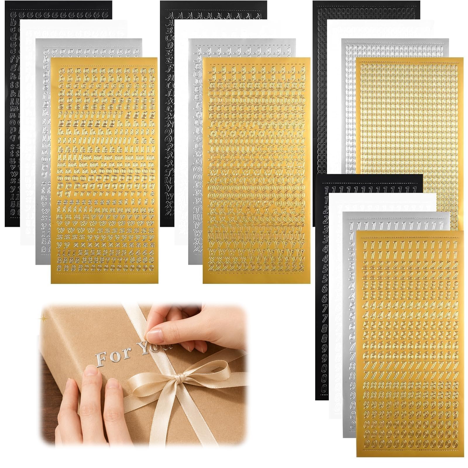 16 Sheets Letter Stickers Uppercase and Lowercase with Numbers and Symbols