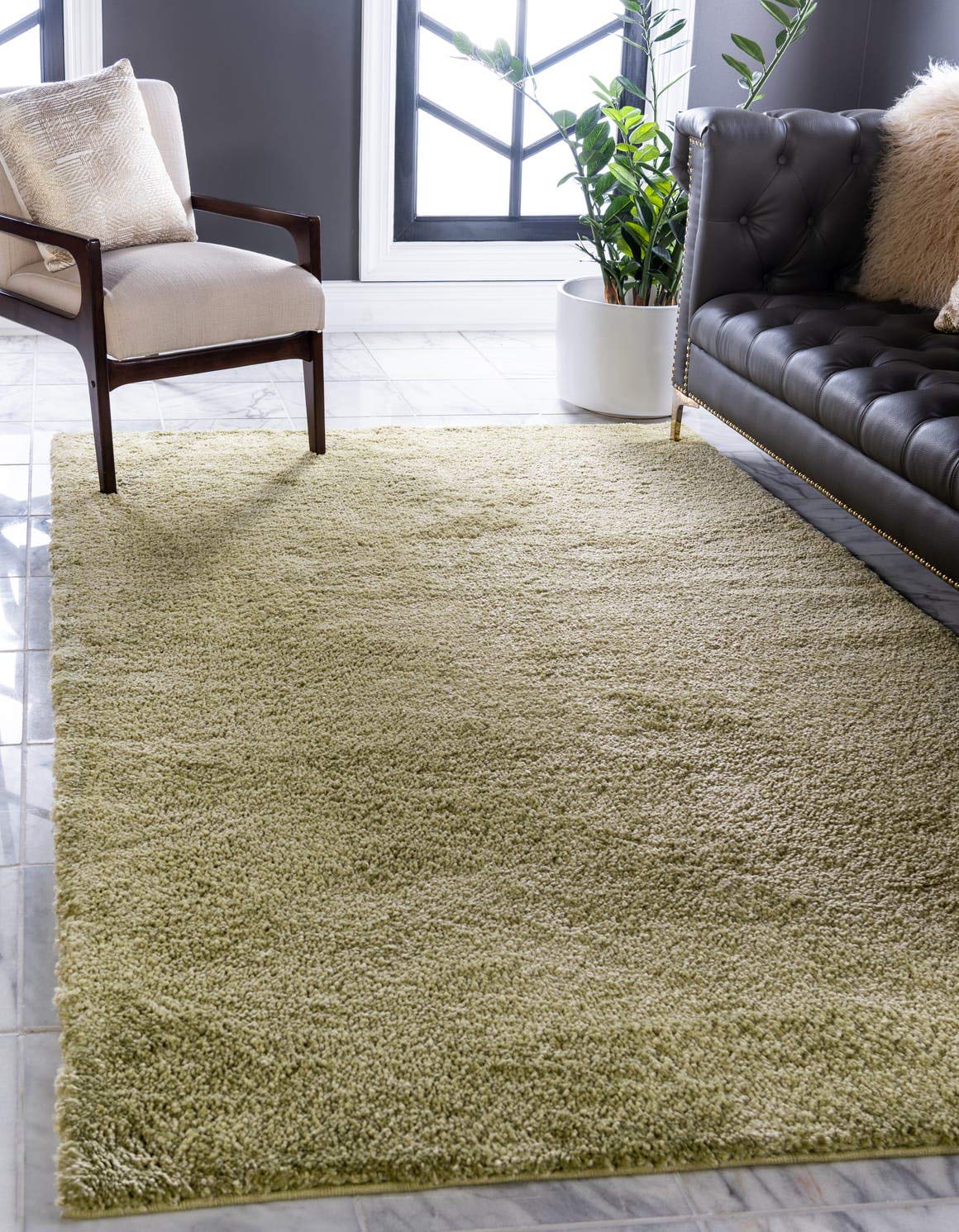 Unique Loom Solo Collection Area Rug - Calabasas (7' 10" x 10' Rectangle, Light Green)