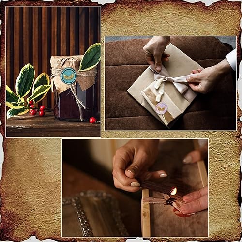 Miniatura 4 de SUPERDANT Sello de sellado de cera con diseño de alas de ángel, sello de cera (0.98 pulgadas), sello de mango de madera de latón extraíble para