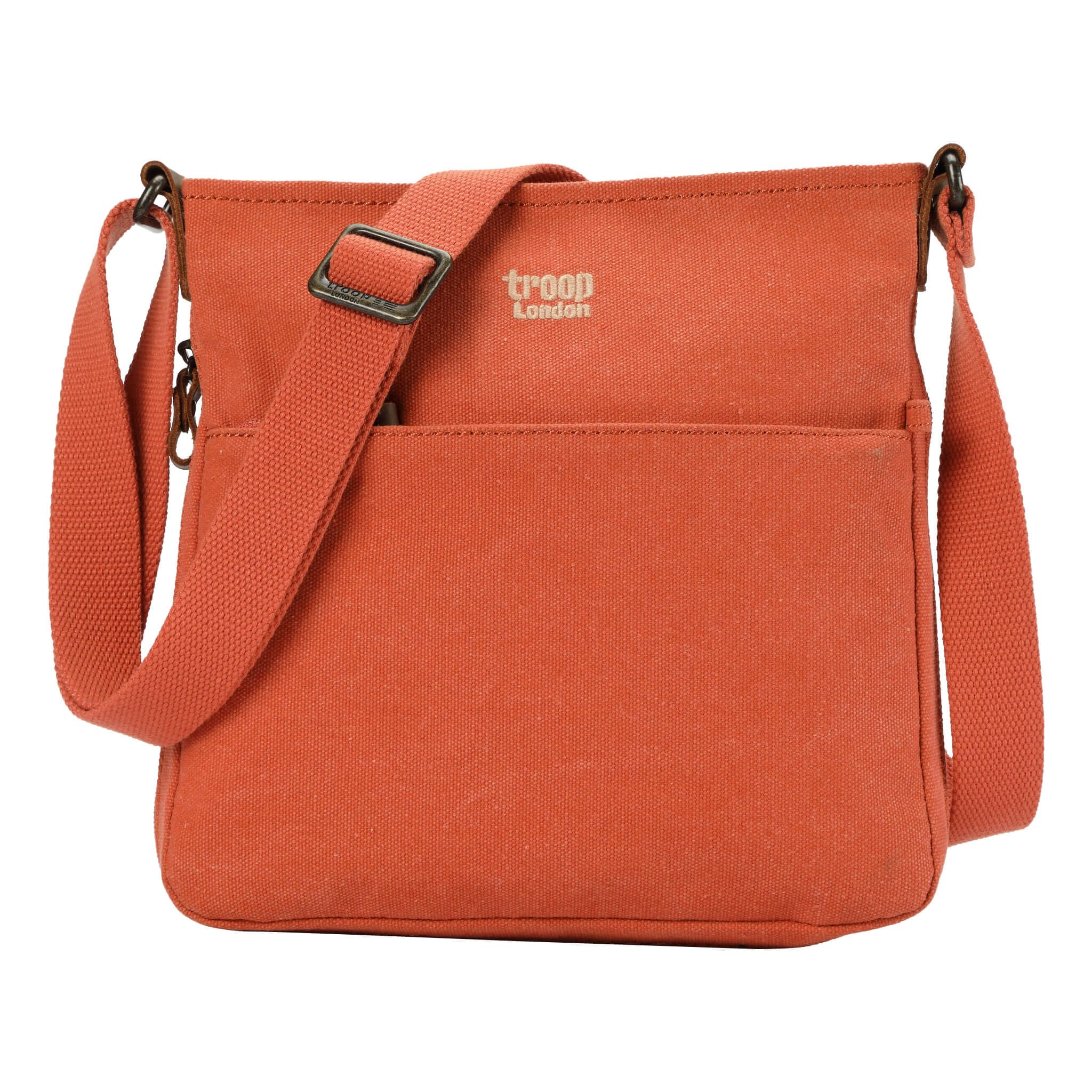 Troop London TRP0237 Classic Canvas Across Body Bag Orange