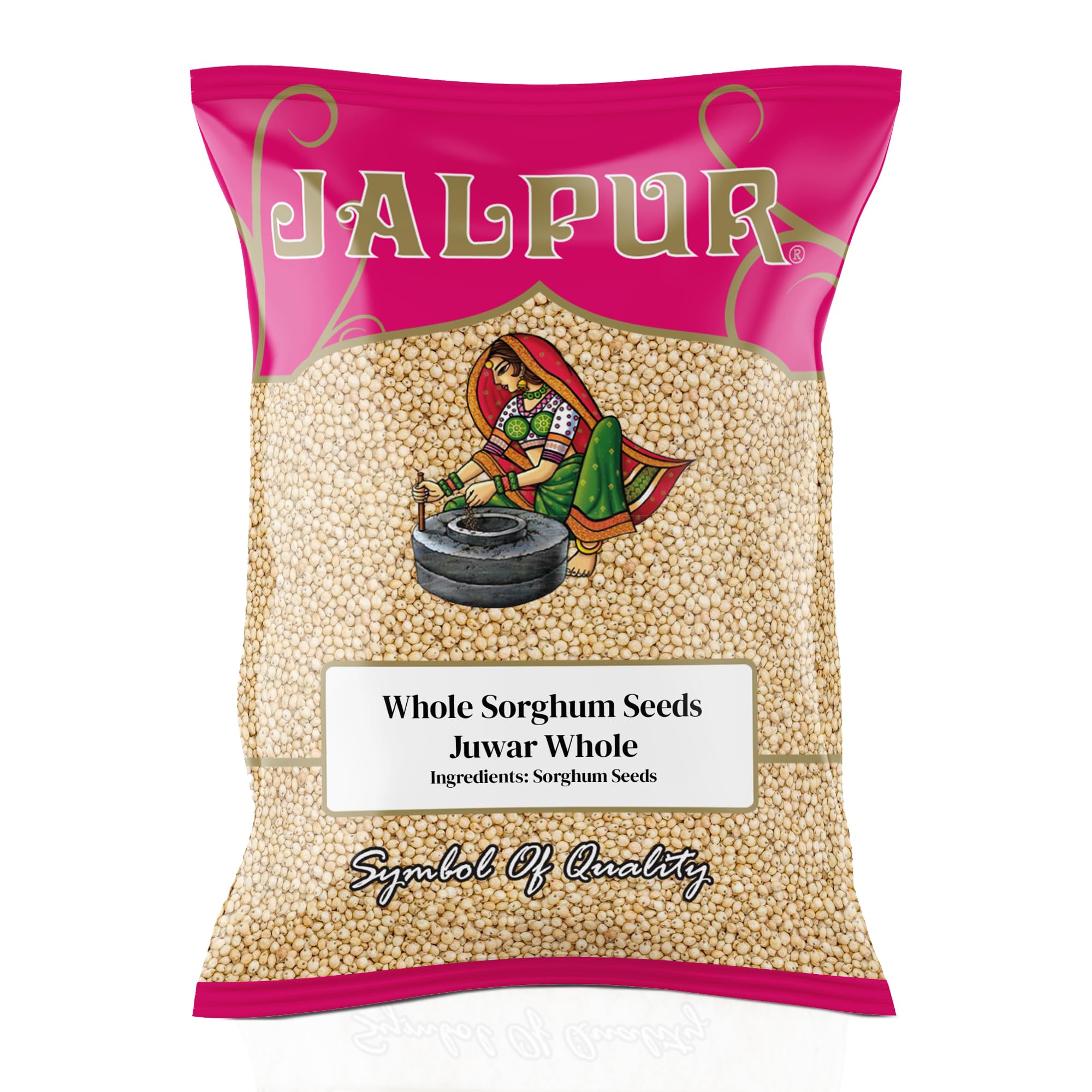 JALPUR MILLERS Whole Sorghum Seeds (Juwar Whole) 2kg – High Fibre Indian Millet for Cooking, Baking, and Healthy Eating – Natural, Vegan Friendly, Traditional Grain for Roti, Bhakri, and Porridge
