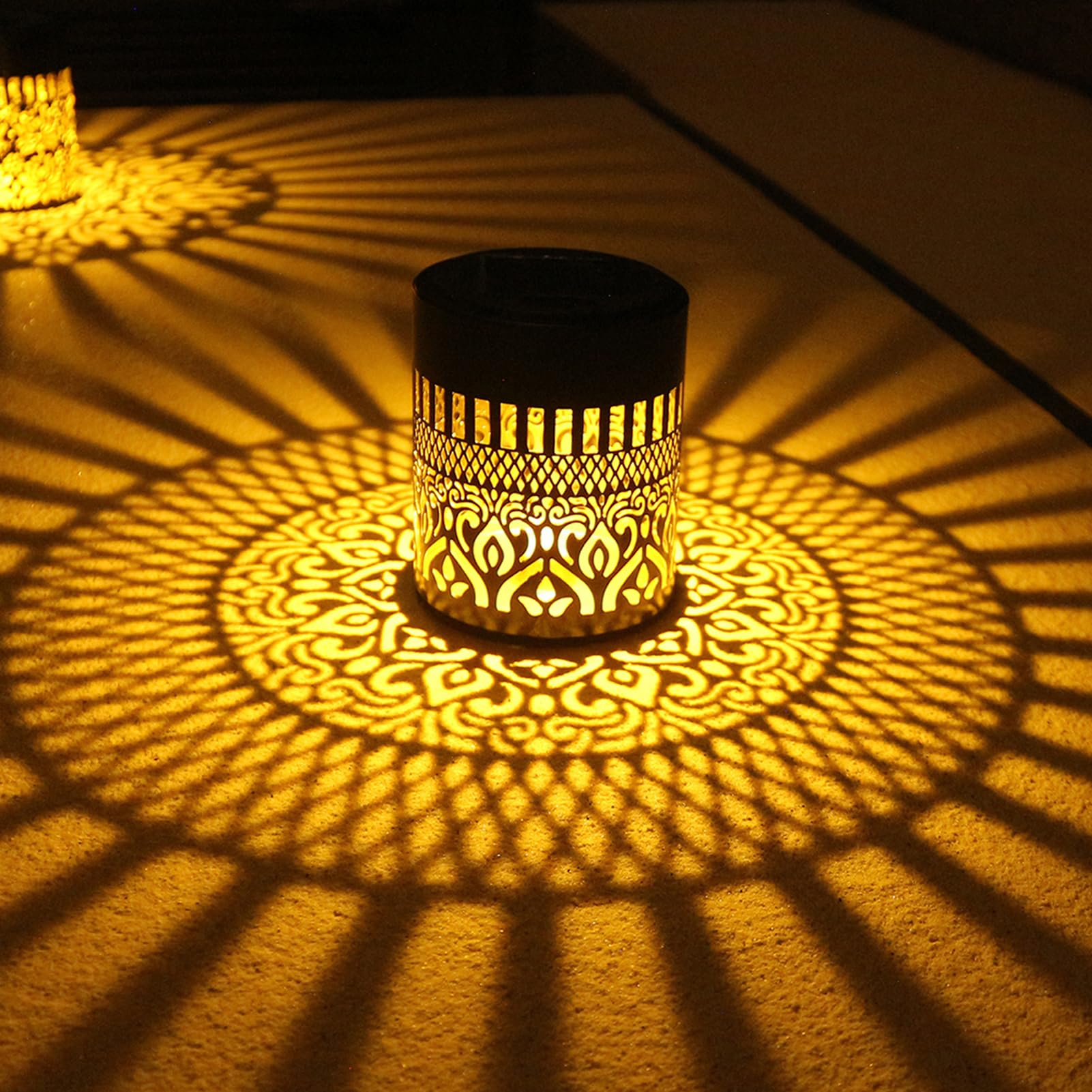 ALCOGOALL Decorative Solar Mandala Lights, Metal Solar Powered Outdoor Deck Step Wall Lights, Mandala Fence Lights, Vintage Waterproof Garden Lights for Patio Backyard Decor